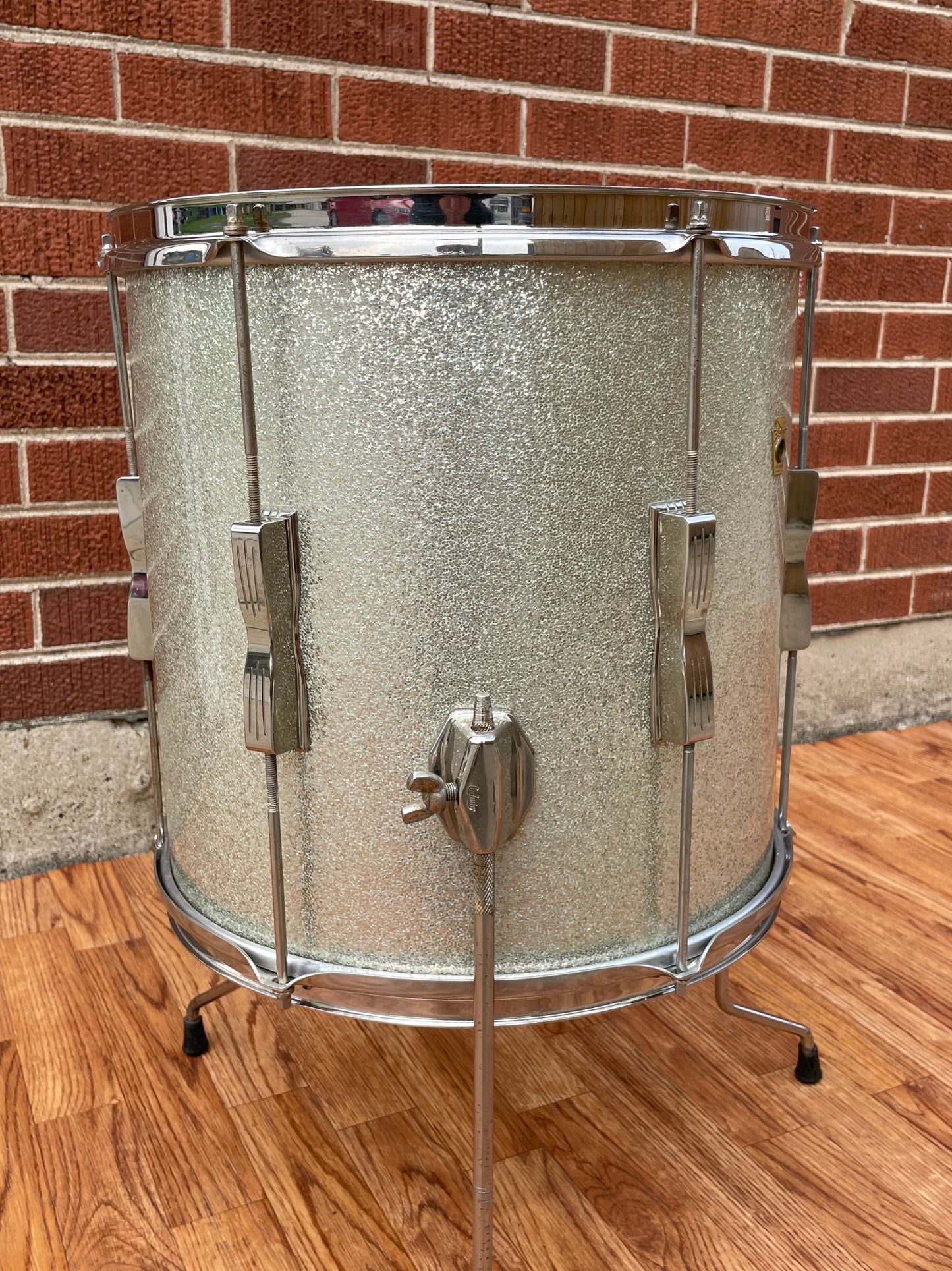 1960s Ludwig 14x14 Club Date Floor Tom Drum Silver Sparkle