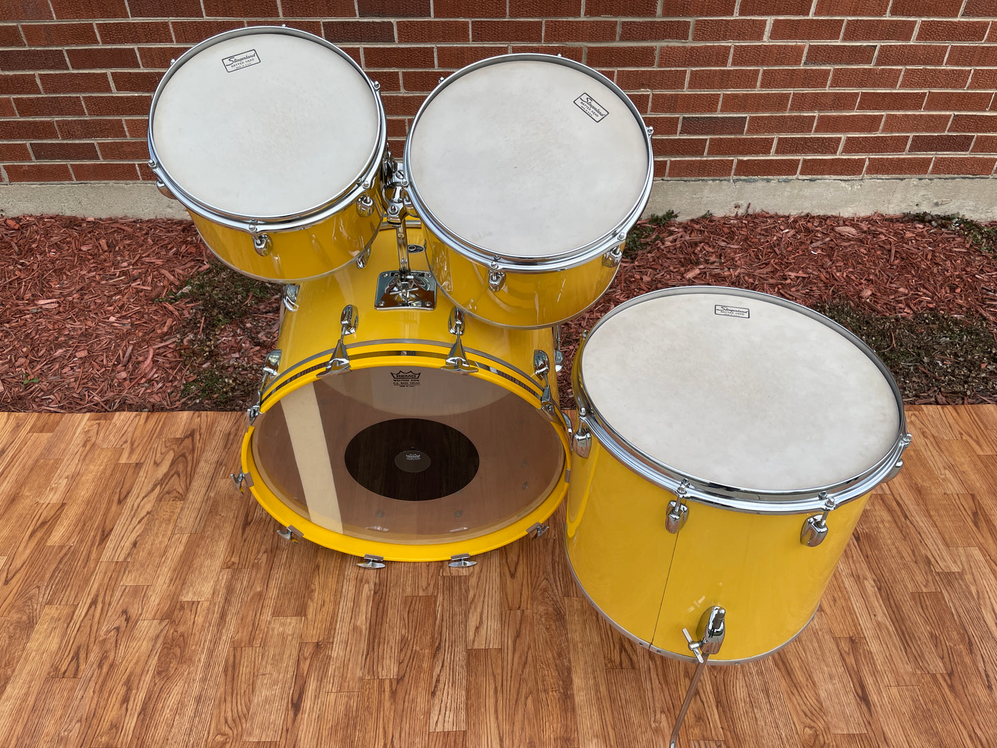 1970s Slingerland 4pc. Drum Set Gloss Yellow 22/12/13/16