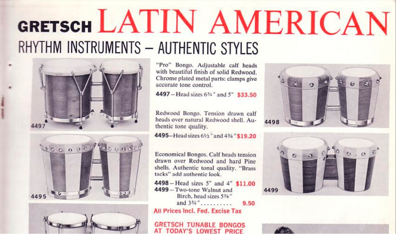 1960s Gretsch Model 4497 Redwood Pro Bongos