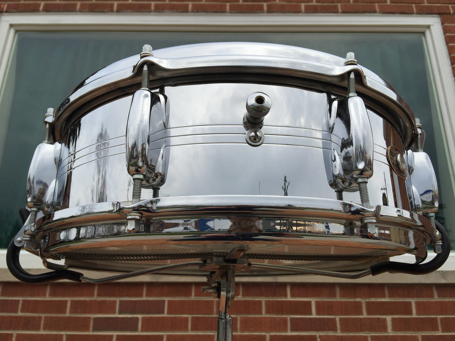 Vintage 1960's Slingerland Gene Krupa Sound King Snare Chrome Over Brass Nice!