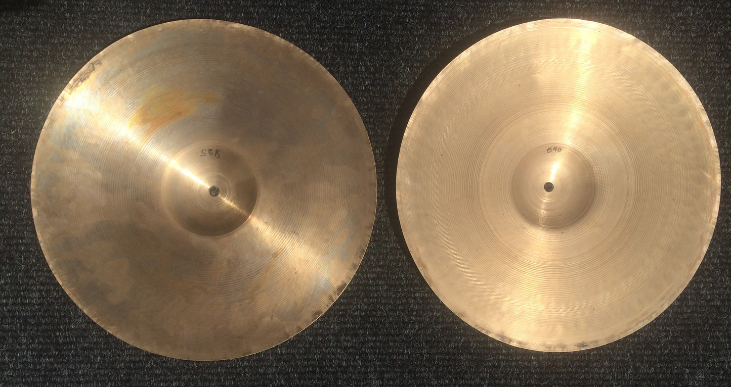 14" Vintage 1930s Zlidjian A First Stamp Hi Hats 588g / 690g #162
