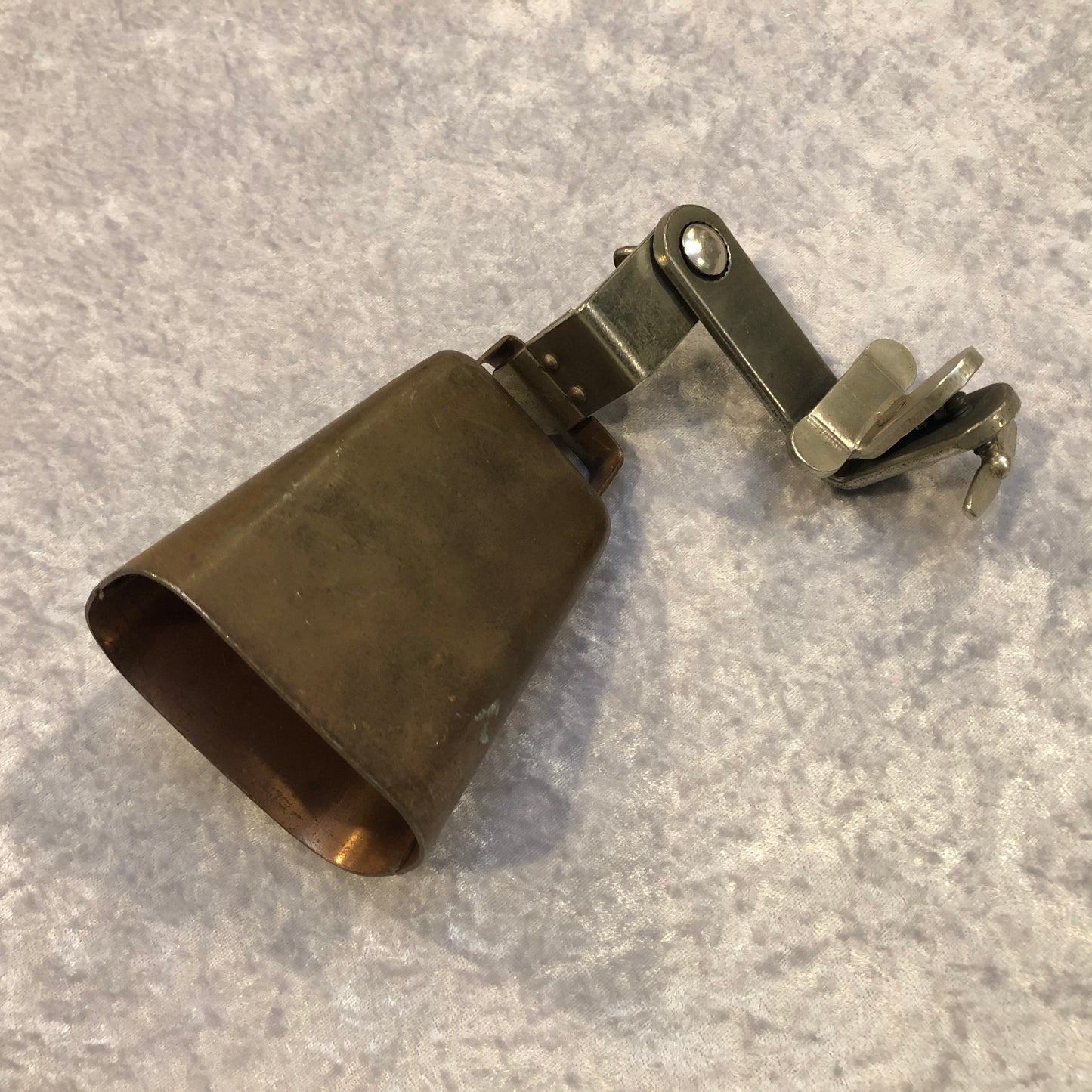 Vintage Ludwig / Leedy Copper Cow Bell w/ Bass Drum Mount