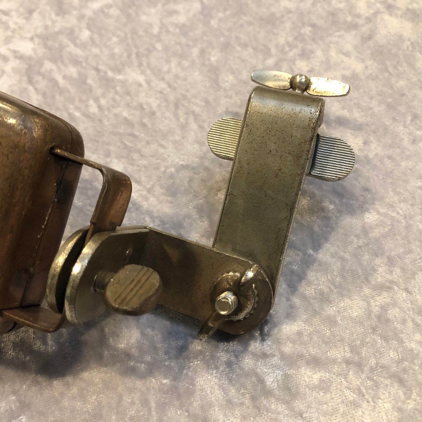 Vintage Ludwig / Leedy Copper Cow Bell w/ Bass Drum Mount