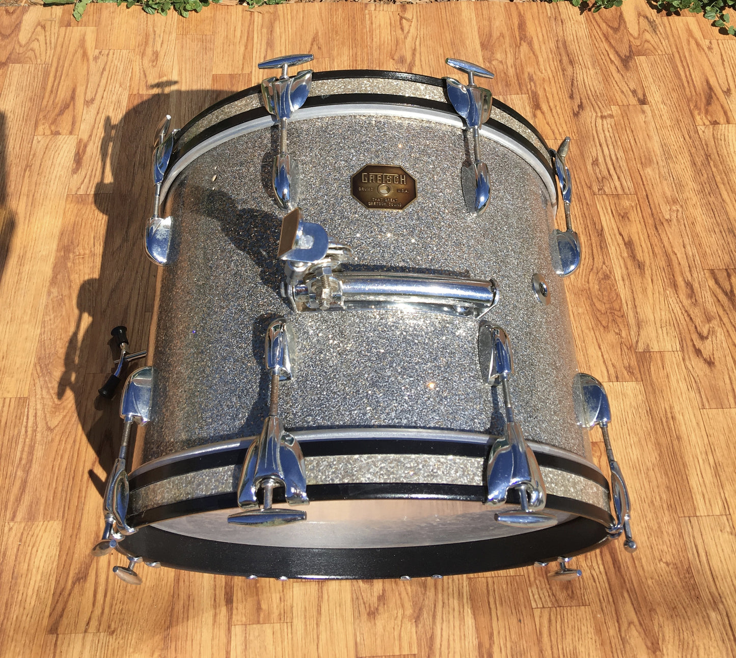 Gretsch Stop Sign Badge Micro Bop Bass & Tom Silver Glass Glitter