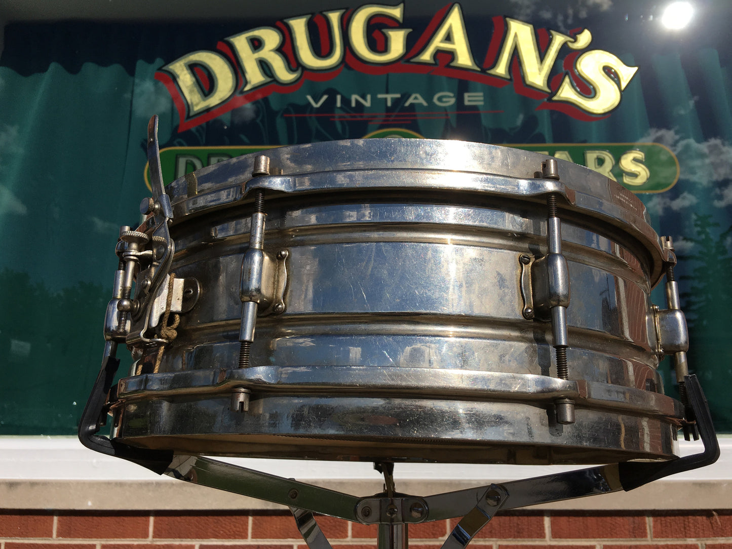 Vintage Leedy Wurlitzer Elite Professional All Metal 5x14 Nickel Over Brass Snare
