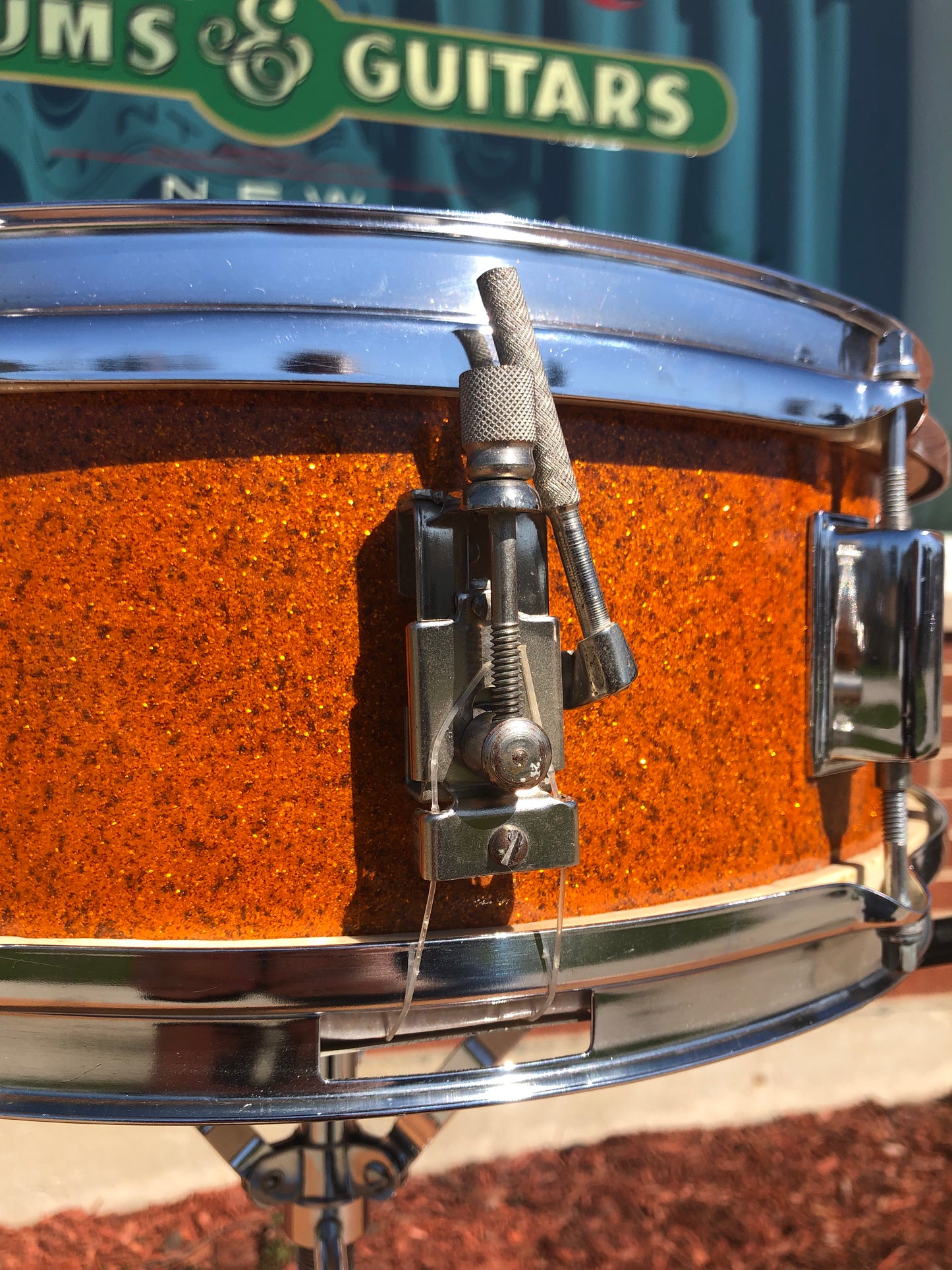 Vintage Kent 5x14 Snare Drum Gold Sparkle