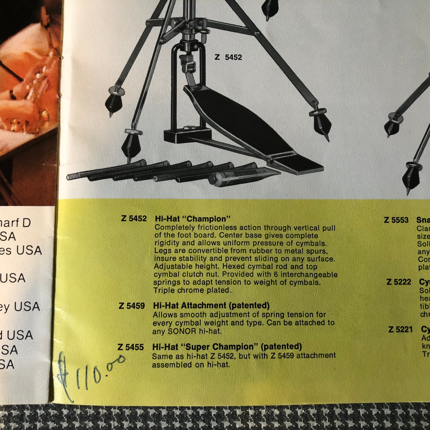 NOS Sonor Spring Set For Z5452 Champion Hi-Hat Stand