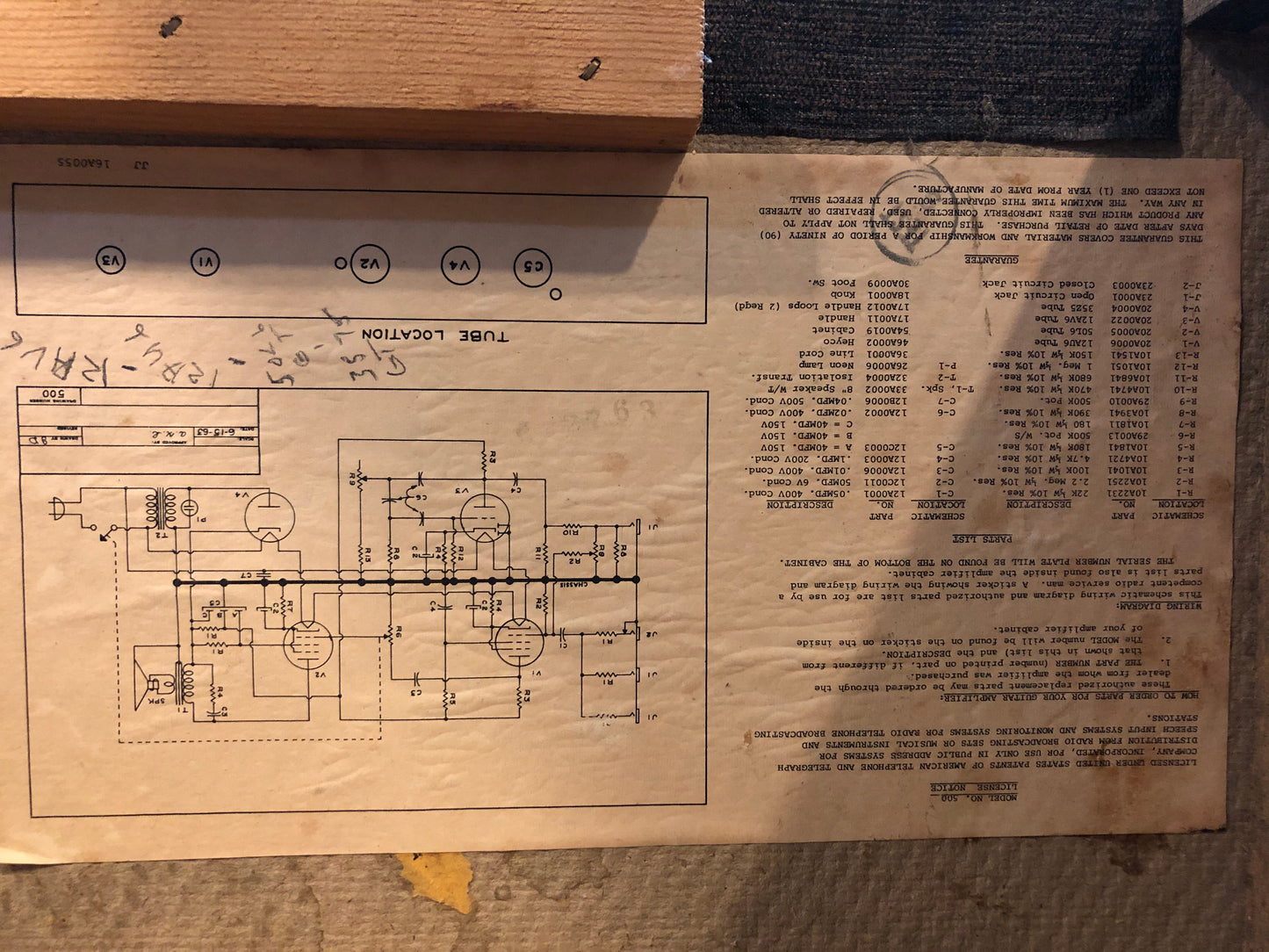 1963 Custom Kraft Model No. 500 Combo Amplifier