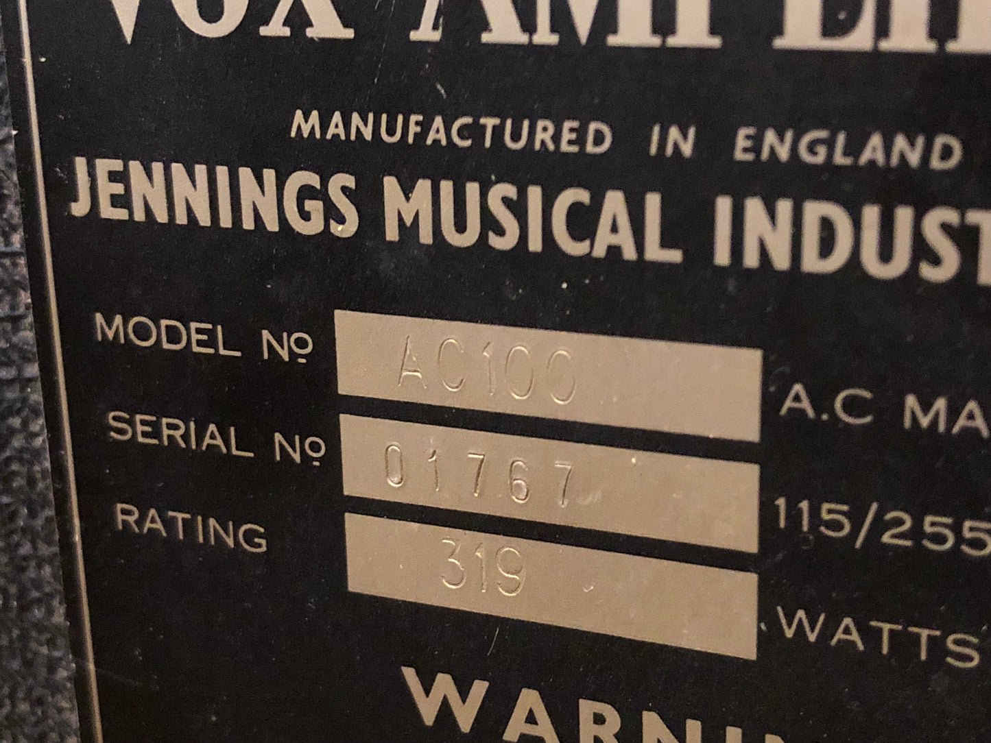 Rare Vintage 1960s Vox AC100 Small Box Amplifier Head-shell Amp Sleeve Cabinet