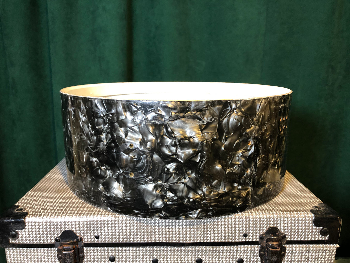 Vintage 1950s/60s George Way 5.5x14 Snare Drum Shell Black Diamond Pearl Camco