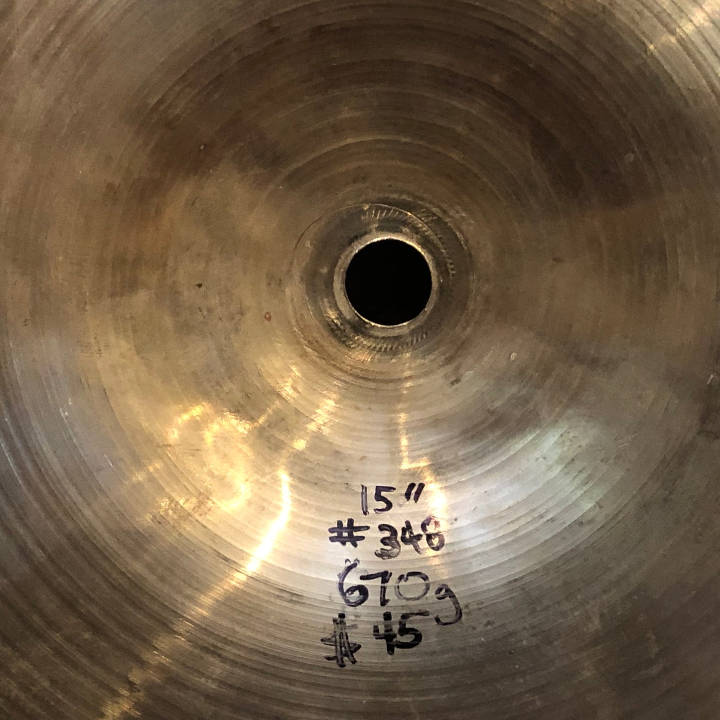 15" Paiste 1950s-60s Ludwig Standard 3-Star Hi-Hat Single / Crash Cymbal 670g #348