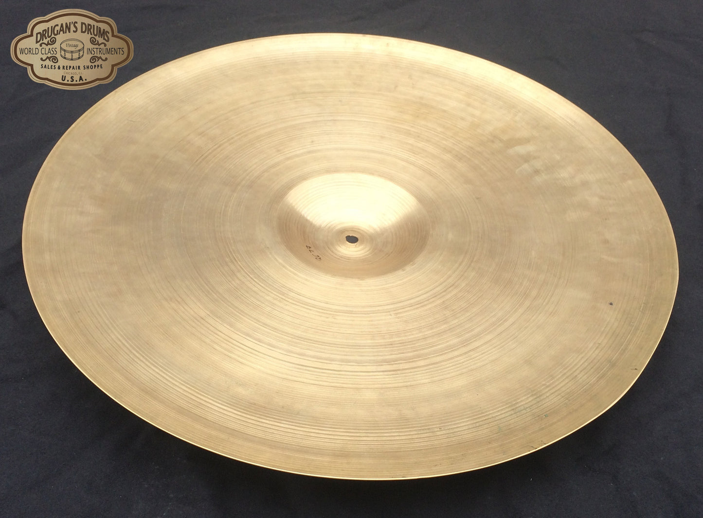 22" 1950's Zildjian Large Block Stamp Ride Cymbal 2678g #153