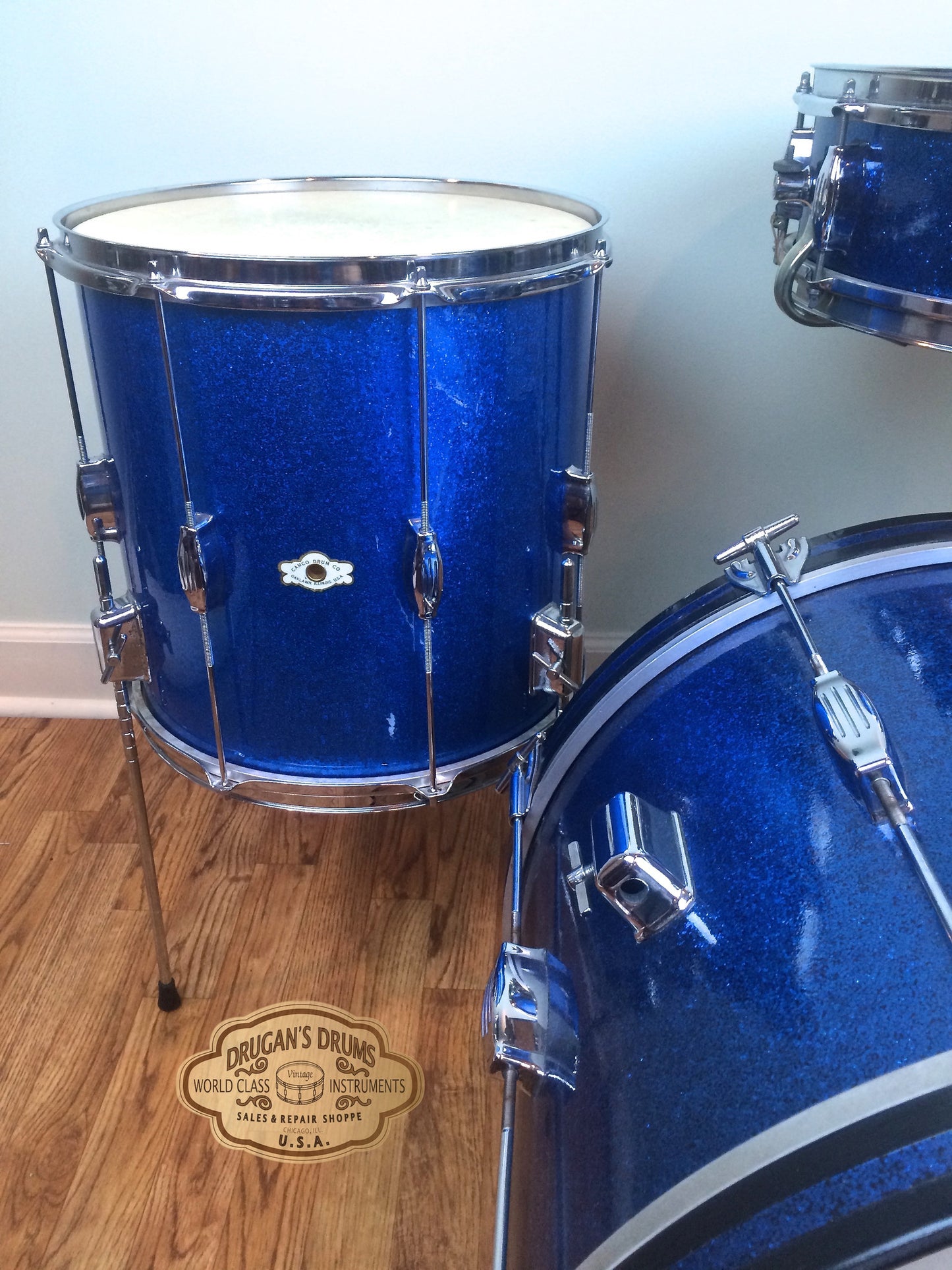 Camco Oaklawn Blue Sparkle Tuxedo Set 20/12/14/5"x14" Snare