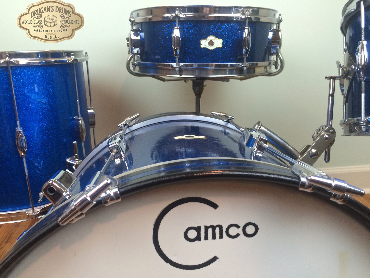 Camco Oaklawn Blue Sparkle Tuxedo Set 20/12/14/5"x14" Snare
