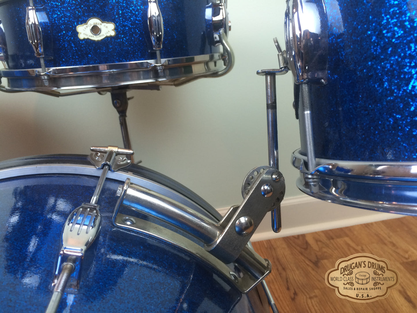 Camco Oaklawn Blue Sparkle Tuxedo Set 20/12/14/5"x14" Snare