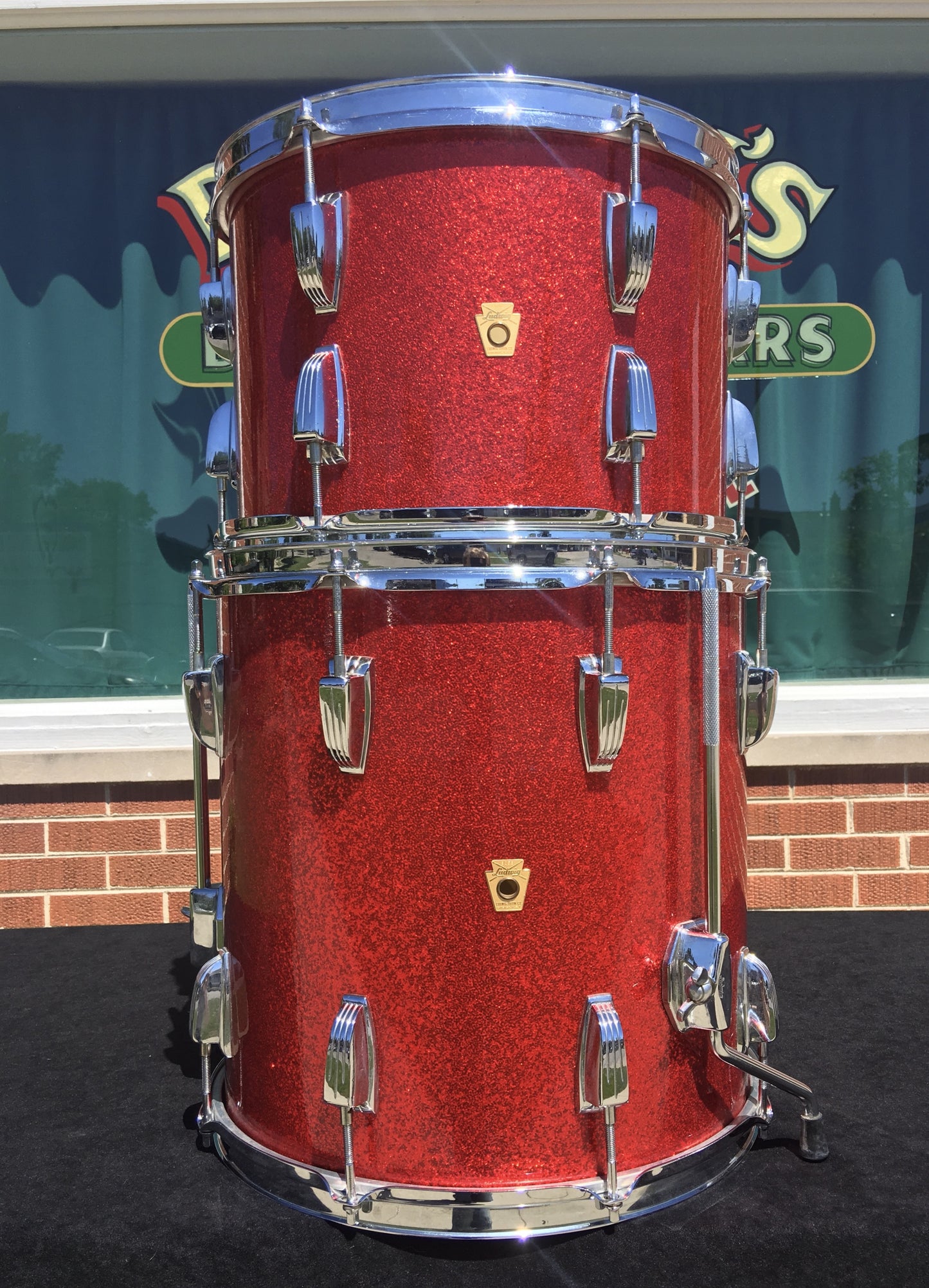 Vintage 1960s Ludwig 14"x14" Keystone Floor Tom Red Sparkle - Stunning!