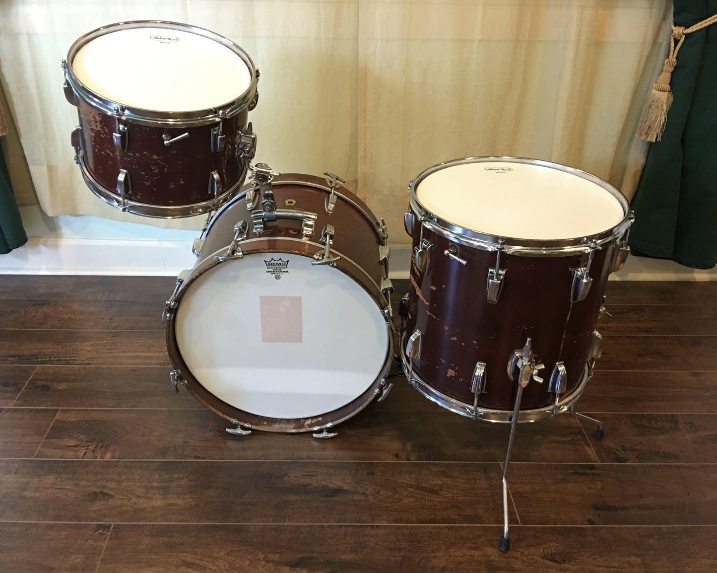 1967 Ludwig Jazzette Keystone Bop Set - Walnut Stain 12x18/12/14