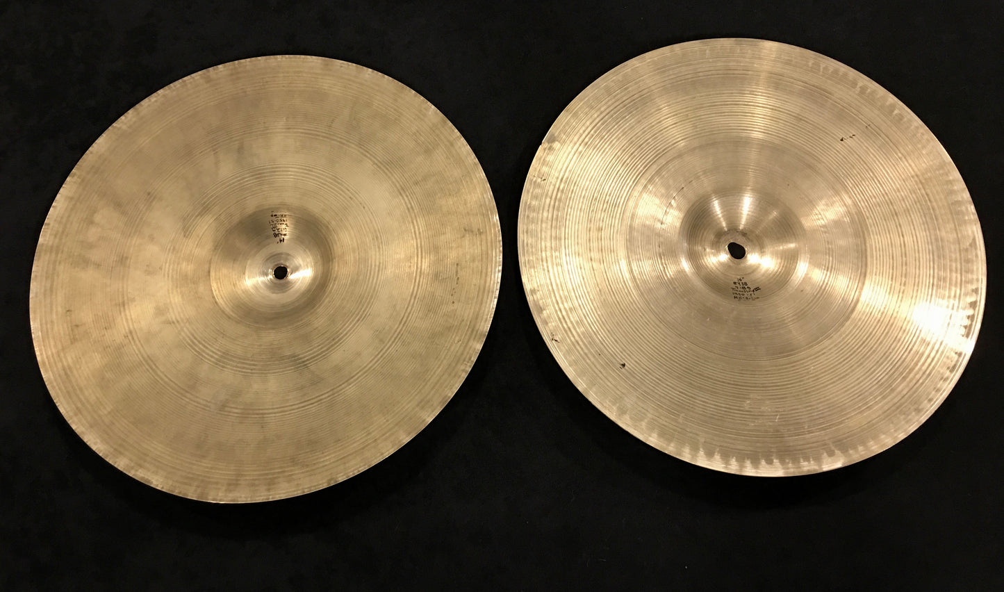 14" Zildjian A Early '50s Tran Stamp Hi Hat Cymbal Pair 612/718g #438