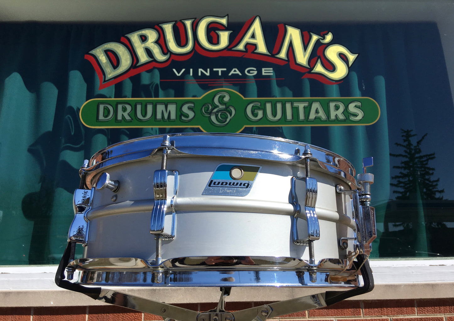 Ludwig 1977/78 Acrolite 5x14 Snare Drum Blue & Olive Badge