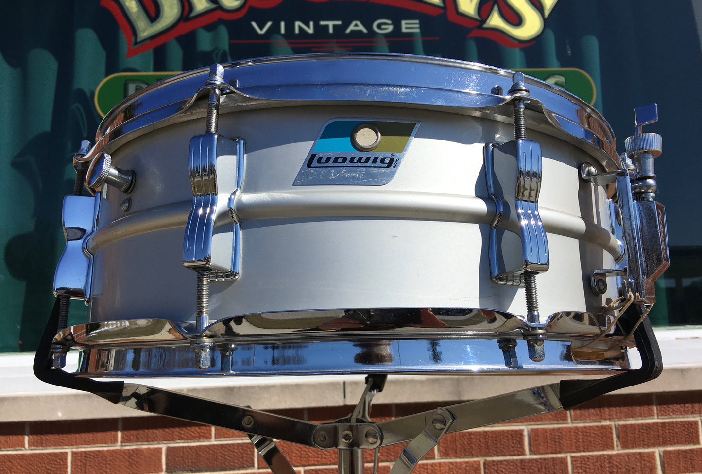 Ludwig 1977/78 Acrolite 5x14 Snare Drum Blue & Olive Badge