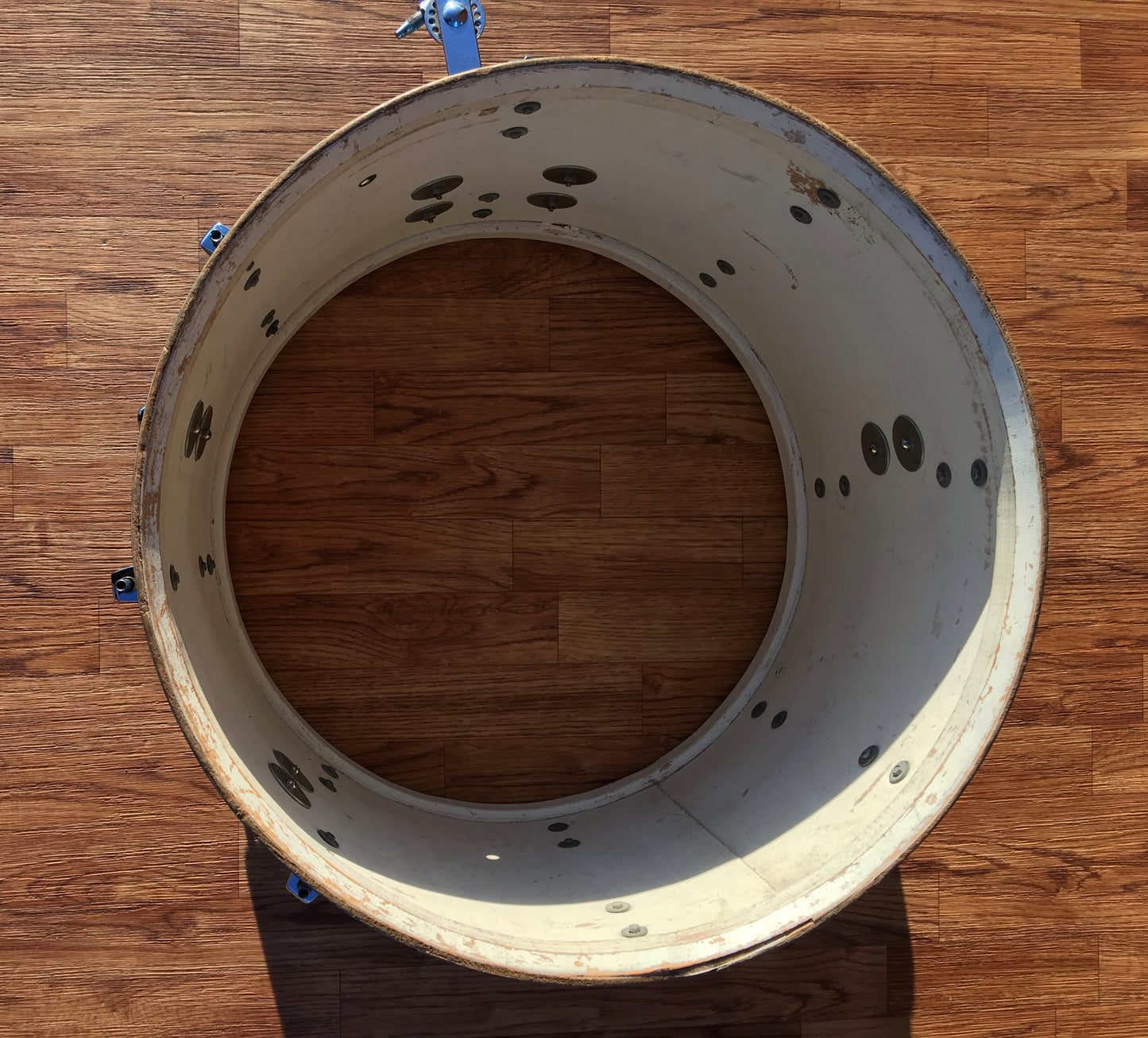 1960s 20" Ludwig Keystone Blue Sparkle Down Beat Bass Drum