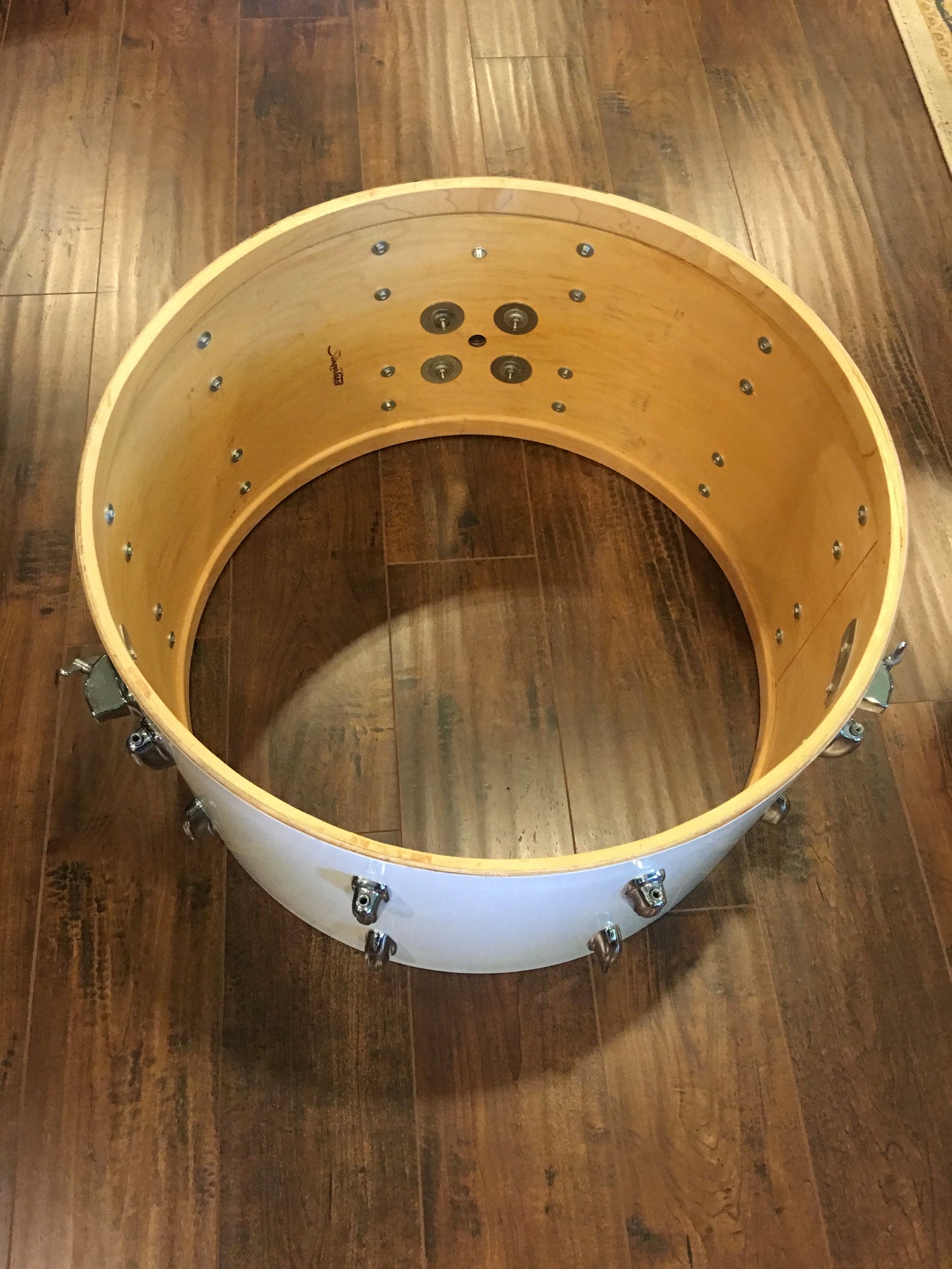 1970s Slingerland Drum Set White Gloss Pearl 3 Ply 24/14/16