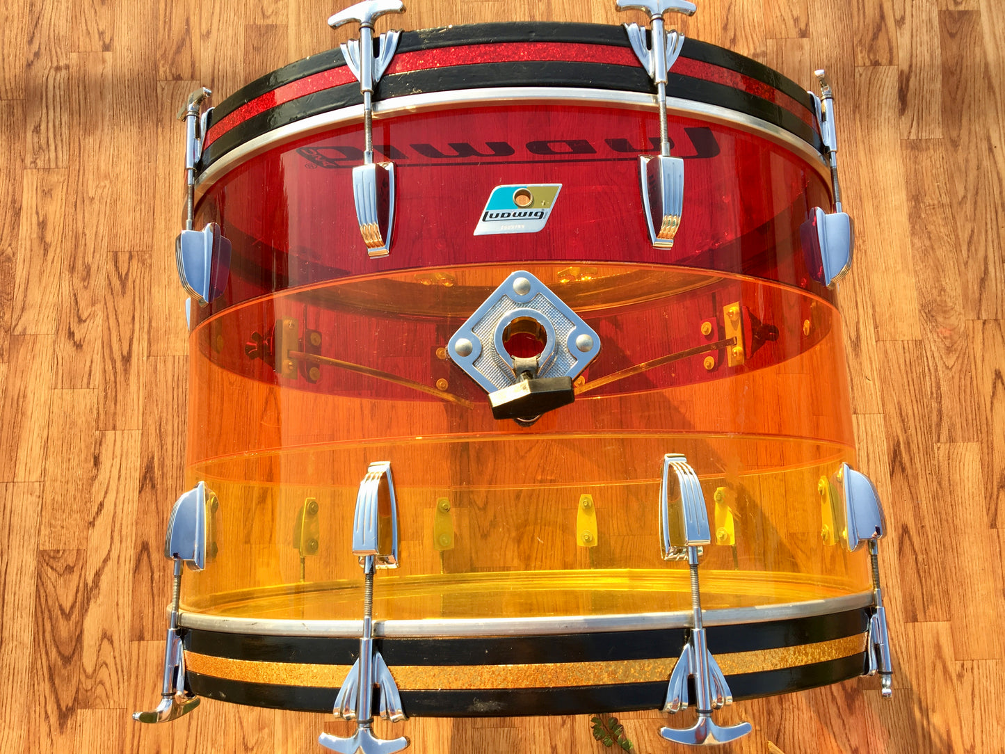 1970's Ludwig Tequila Sunrise Vistalite Rock Machine 24/13/14/18 Drum Set