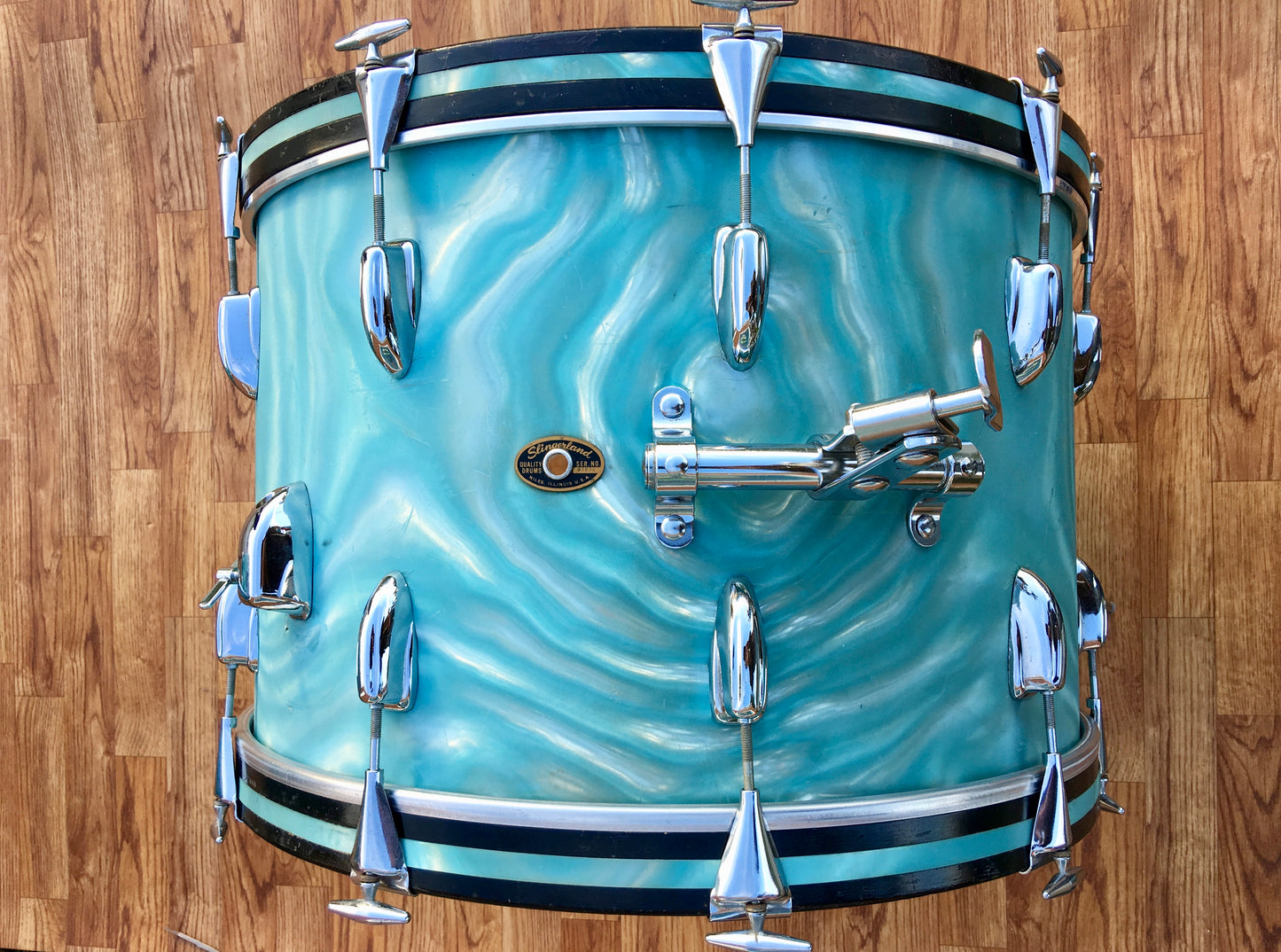 1966 Slingerland Drum Set Green Satin Flame 22/13/16/Artist 5.5x14 Snare
