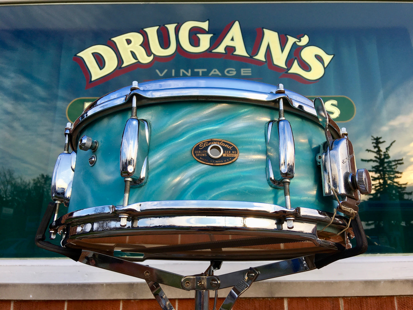 1966 Slingerland Drum Set Green Satin Flame 22/13/16/Artist 5.5x14 Snare