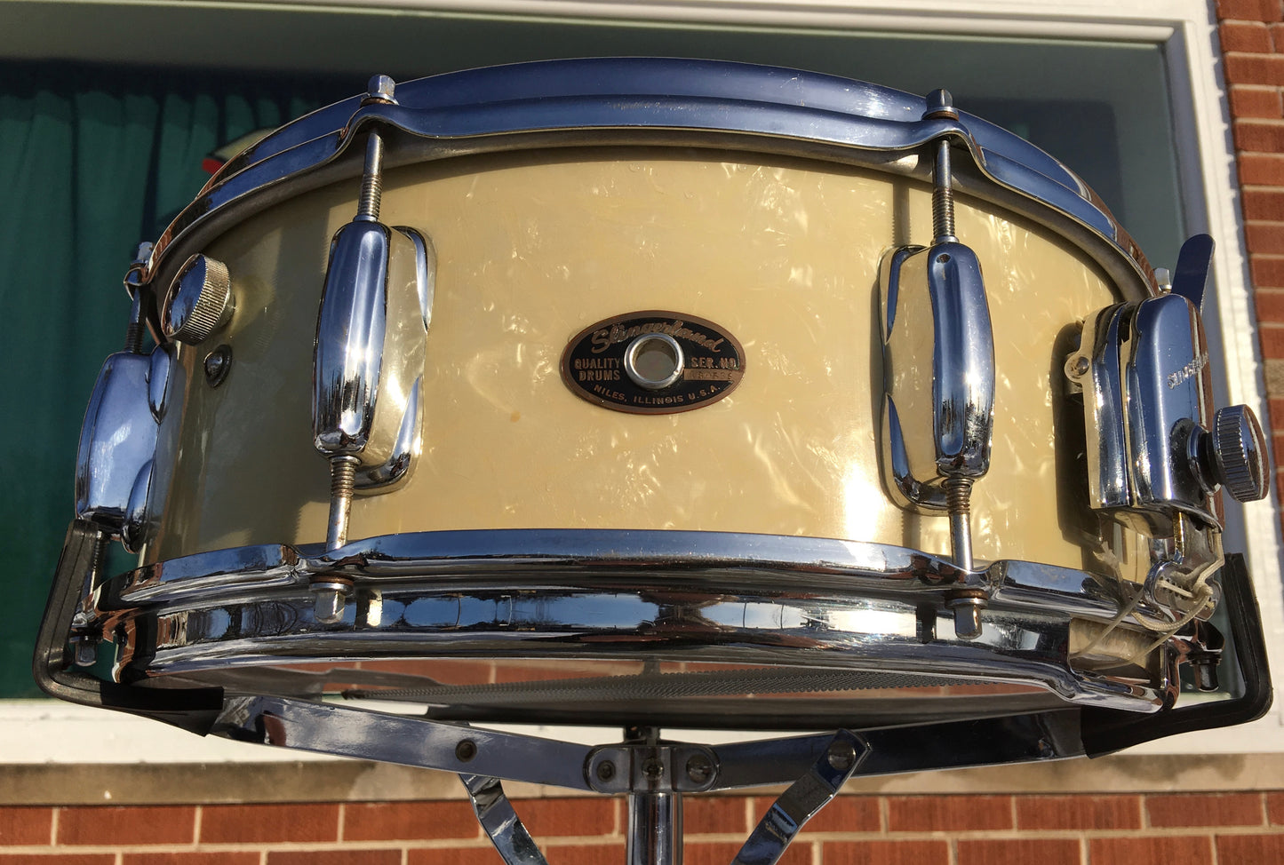 1960's Slingerland 5.5x14 White Marine Pearl Artist 3 ply Snare Drum