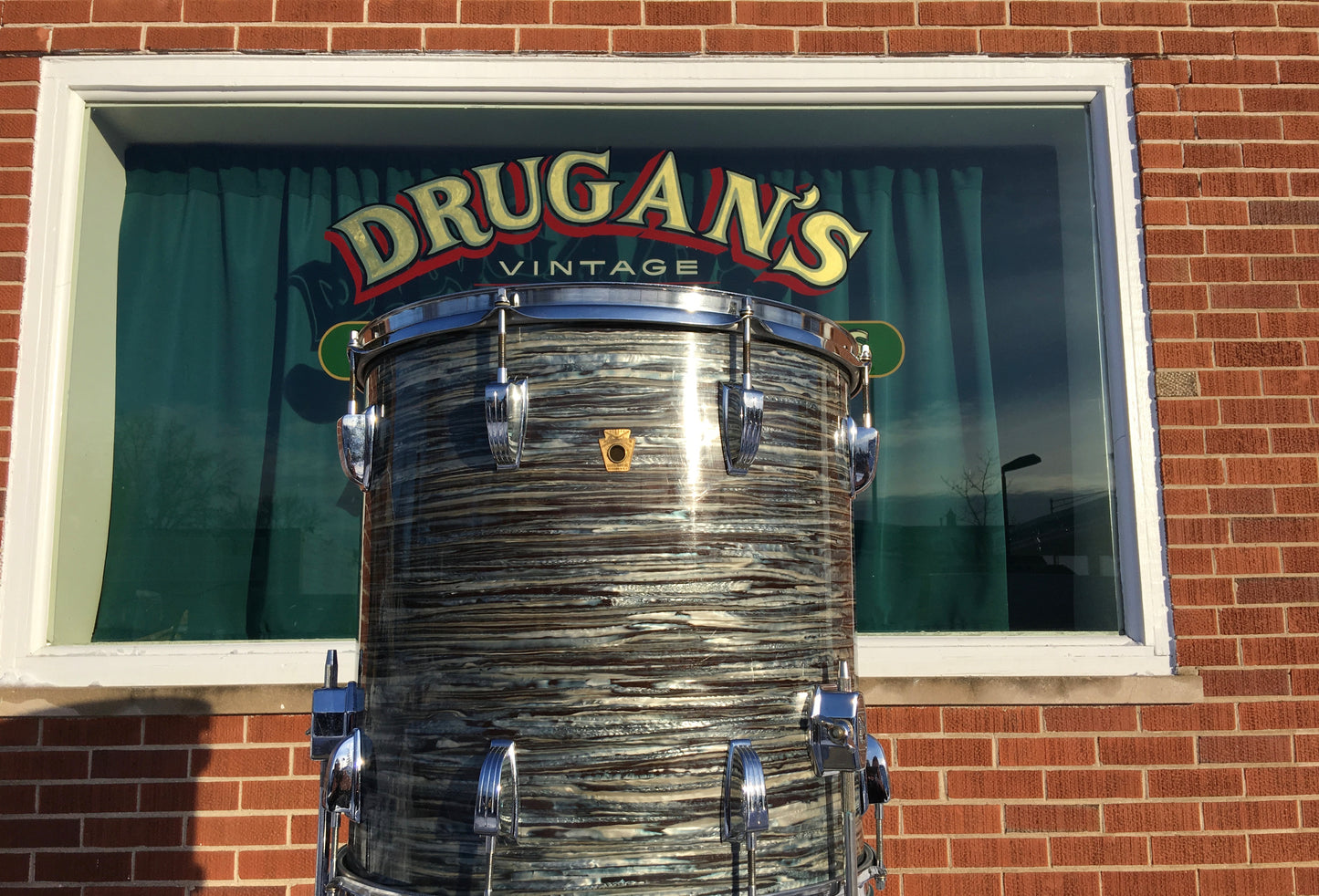 1966 / '67 Ludwig 16x16 Blue Oyster Pearl Keystone Floor Tom Drum 3 Ply