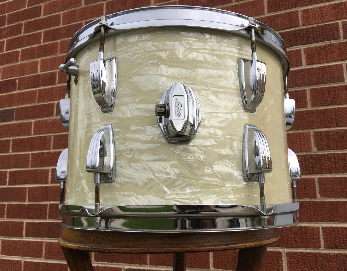1960's Ludwig 9x13 White Marine Pearl Super Classic Tom Drum