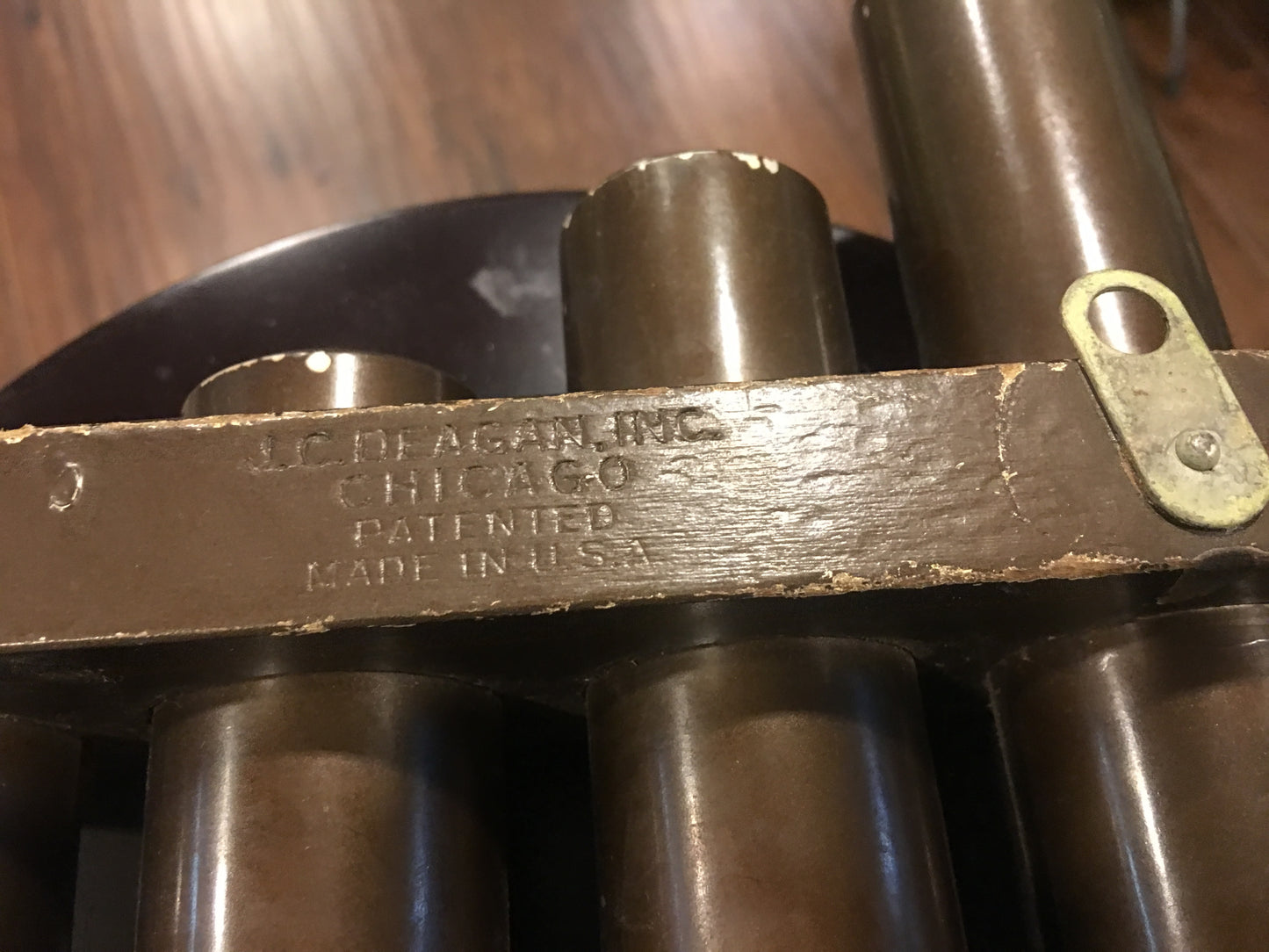 1920s/30s Deagan 4 Bell Railroad Dinner Bell Set w/ Mallet