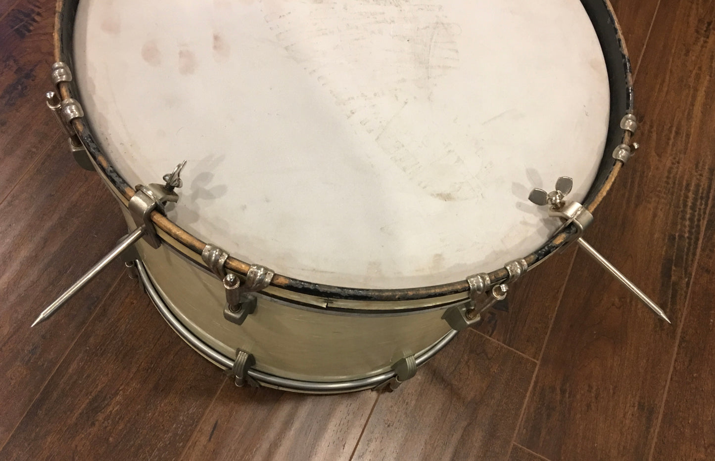 1948-52 WFL / Ludwig 12x17 White Marine Pearl Bop Bass Drum
