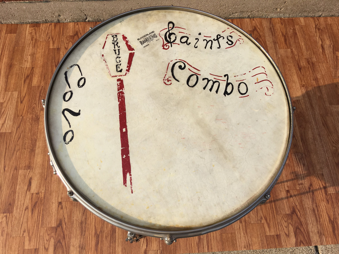 1956-59 Slingerland Radio King 18x20 Combo-Be Bop Bass / Floor Tom White Marine