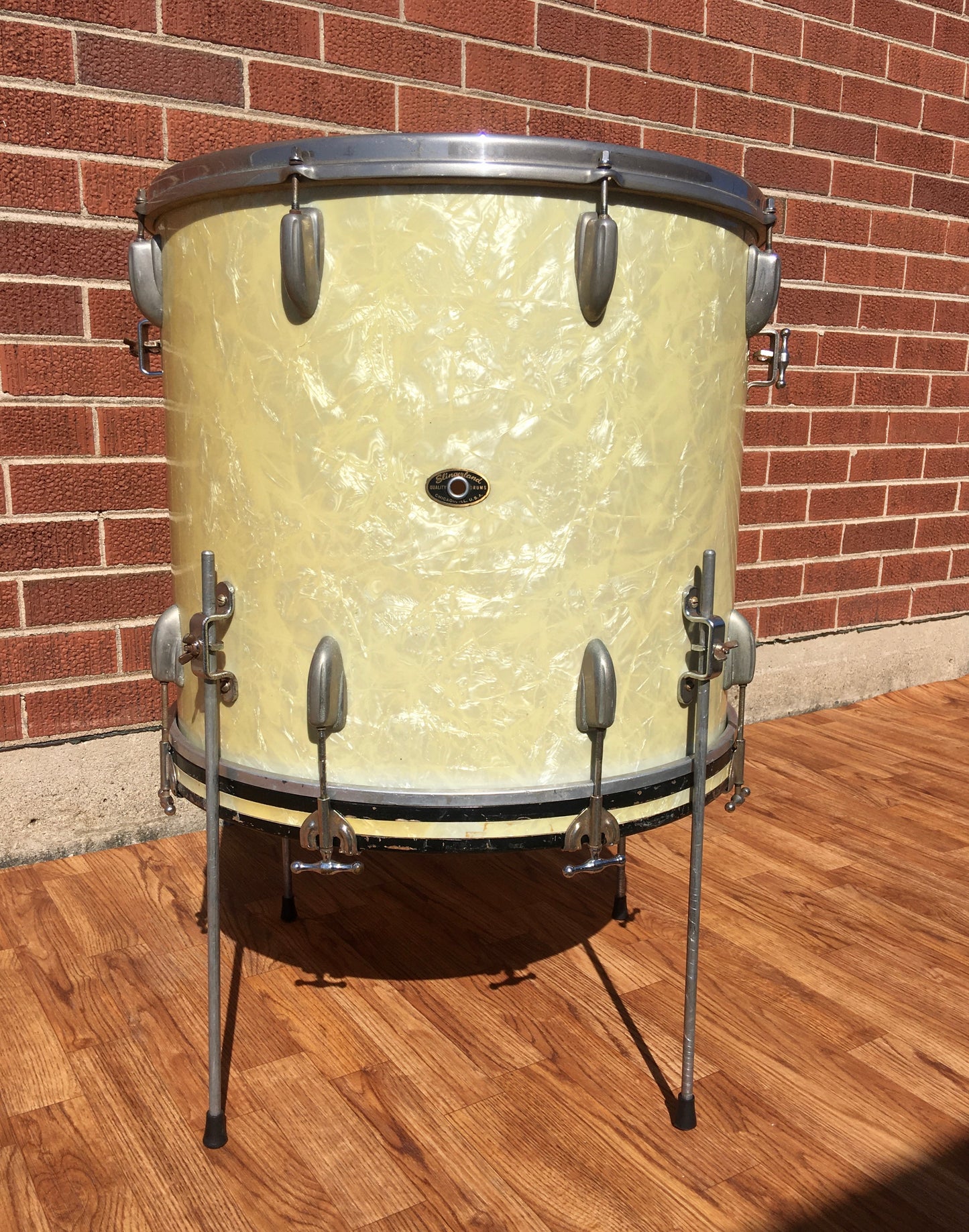 1956-59 Slingerland Radio King 18x20 Combo-Be Bop Bass / Floor Tom White Marine