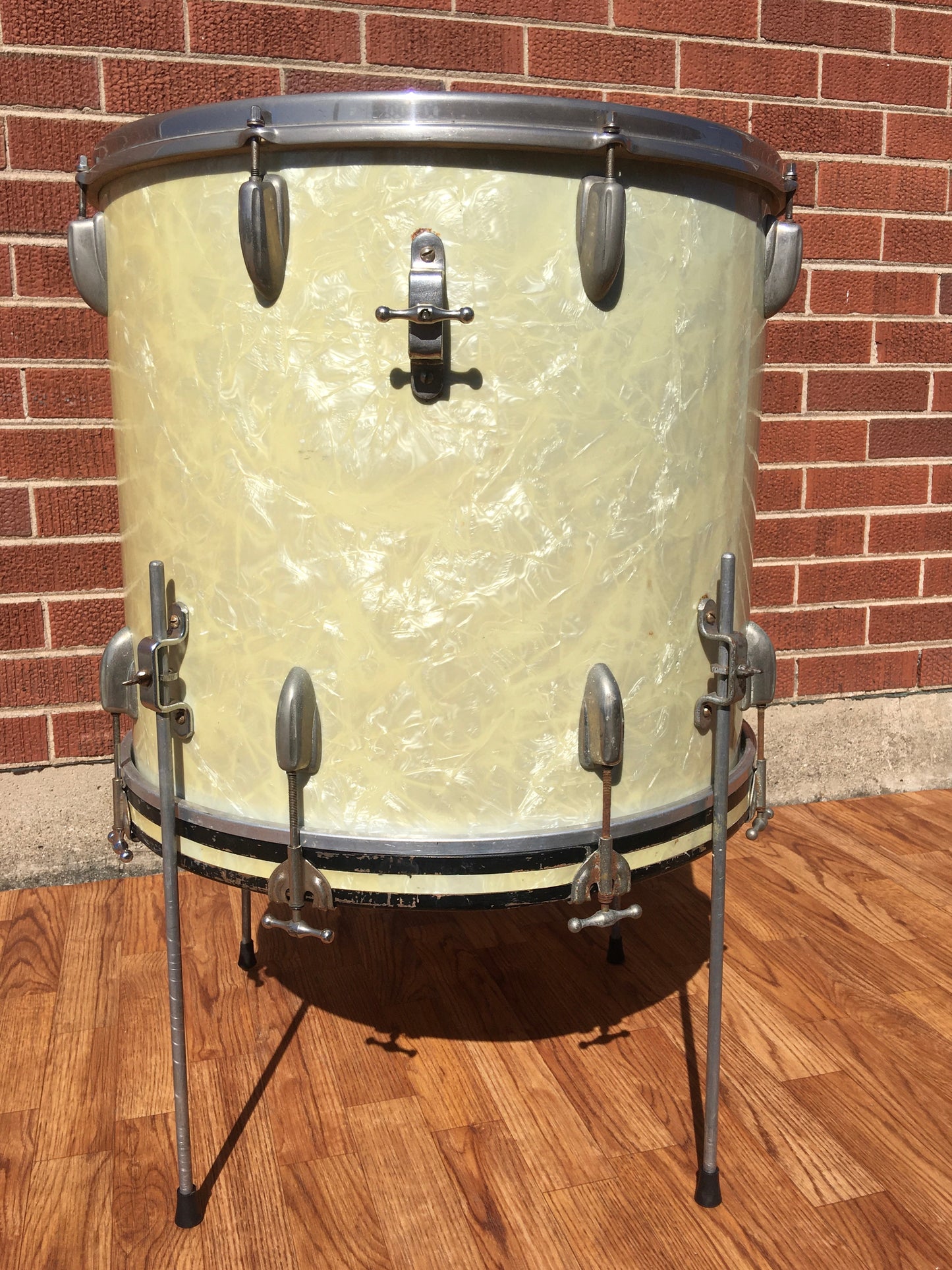 1956-59 Slingerland Radio King 18x20 Combo-Be Bop Bass / Floor Tom White Marine