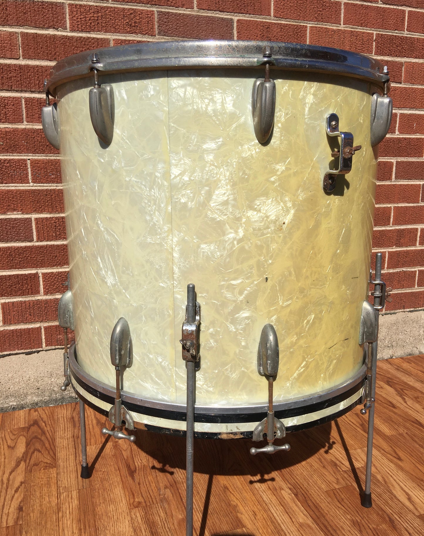 1956-59 Slingerland Radio King 18x20 Combo-Be Bop Bass / Floor Tom White Marine
