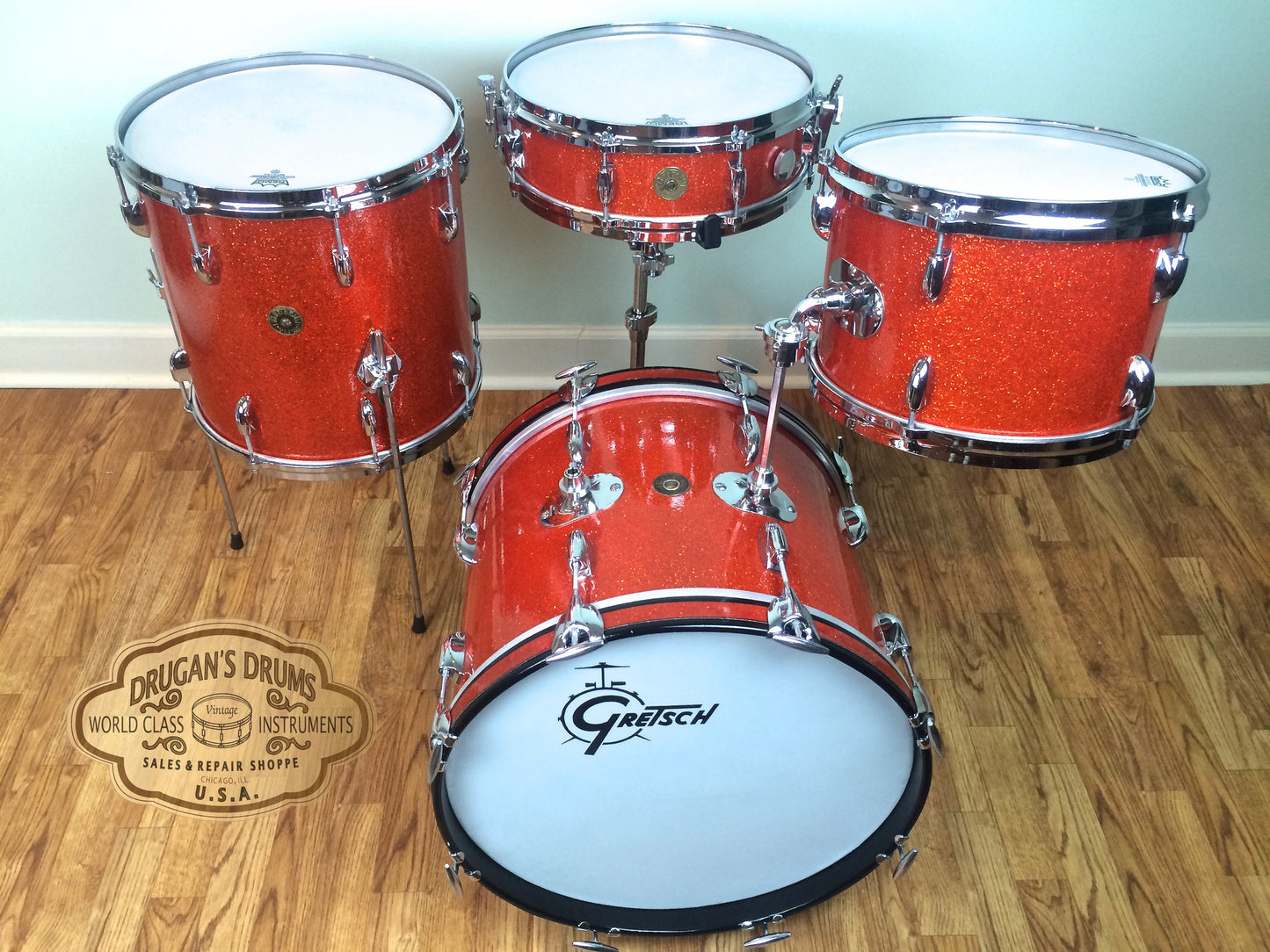 Gretsch Tangerine Sparkle Round Badge Bop Set w/ Progressive Jazz Snare - Unbelievable!