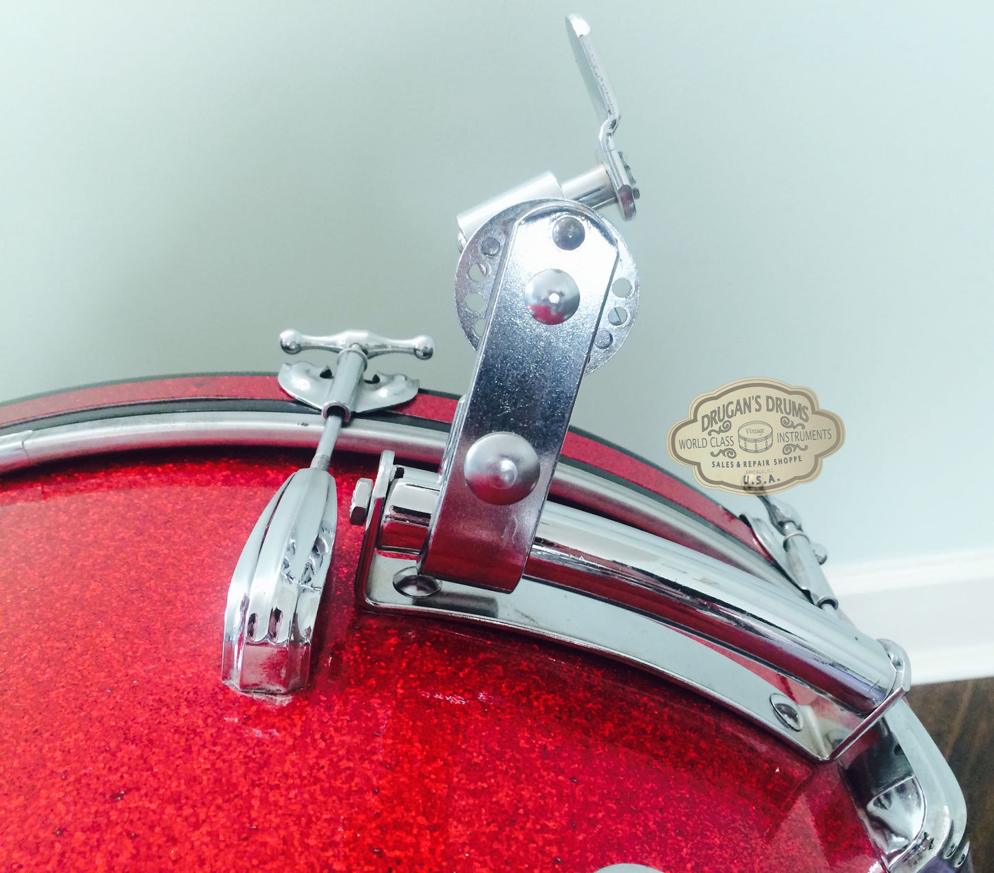 1953 Slingerland Red Glass Glitter Gene Krupa Deluxe Radio King Kit