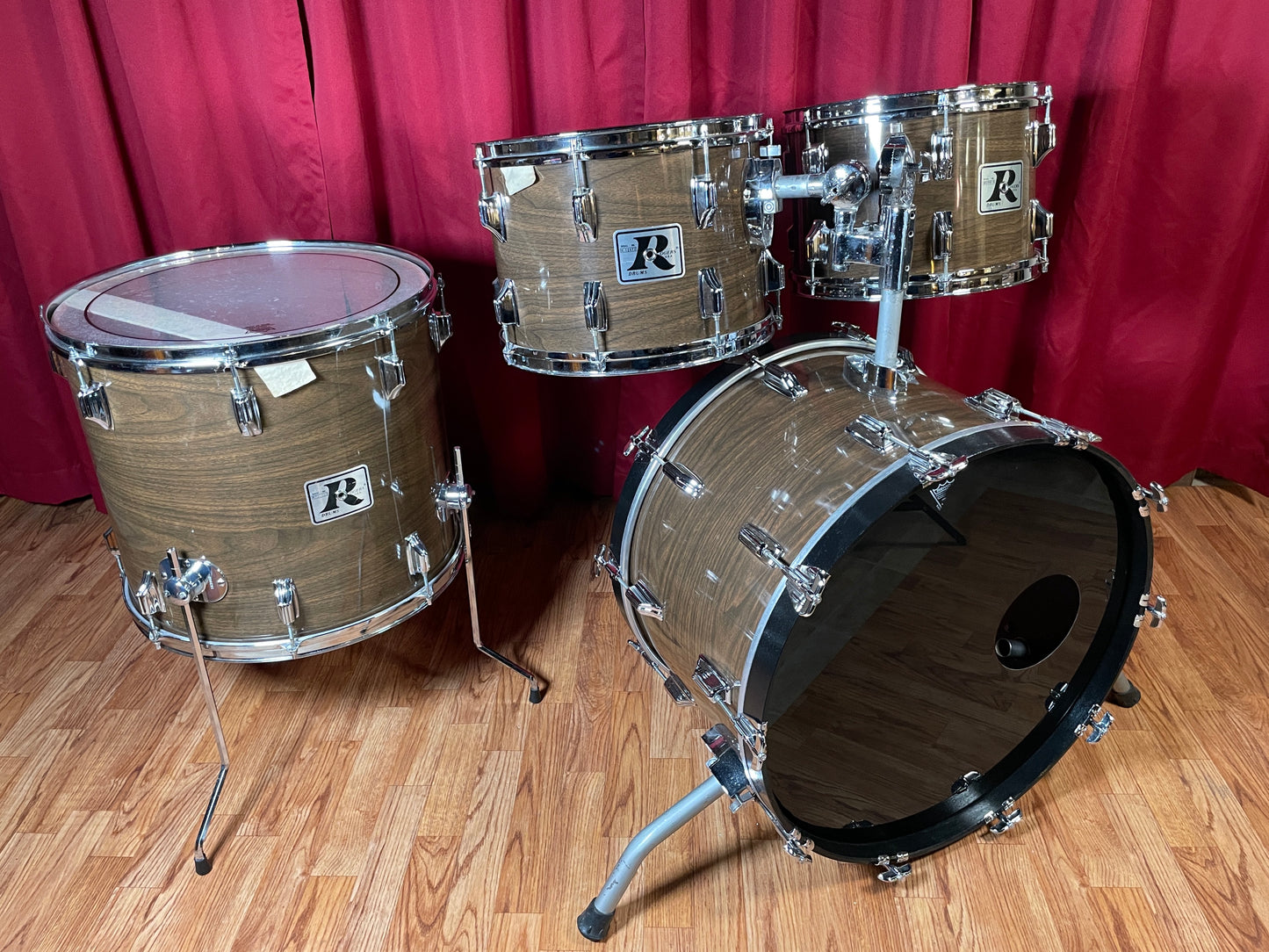 1970s Rogers "Big R" Drum Set New Mahogany 22/13/14/18