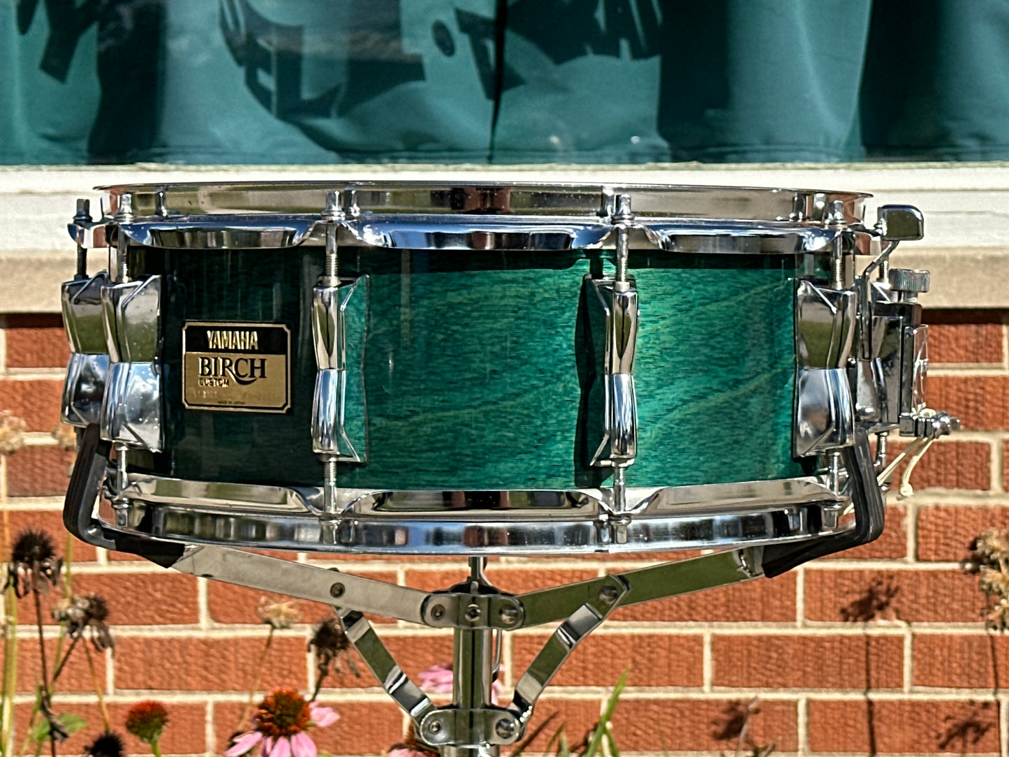 1994 Yamaha Birch Custom 5.5x14 Snare Drum Deep Aqua BSD-095 MIJ