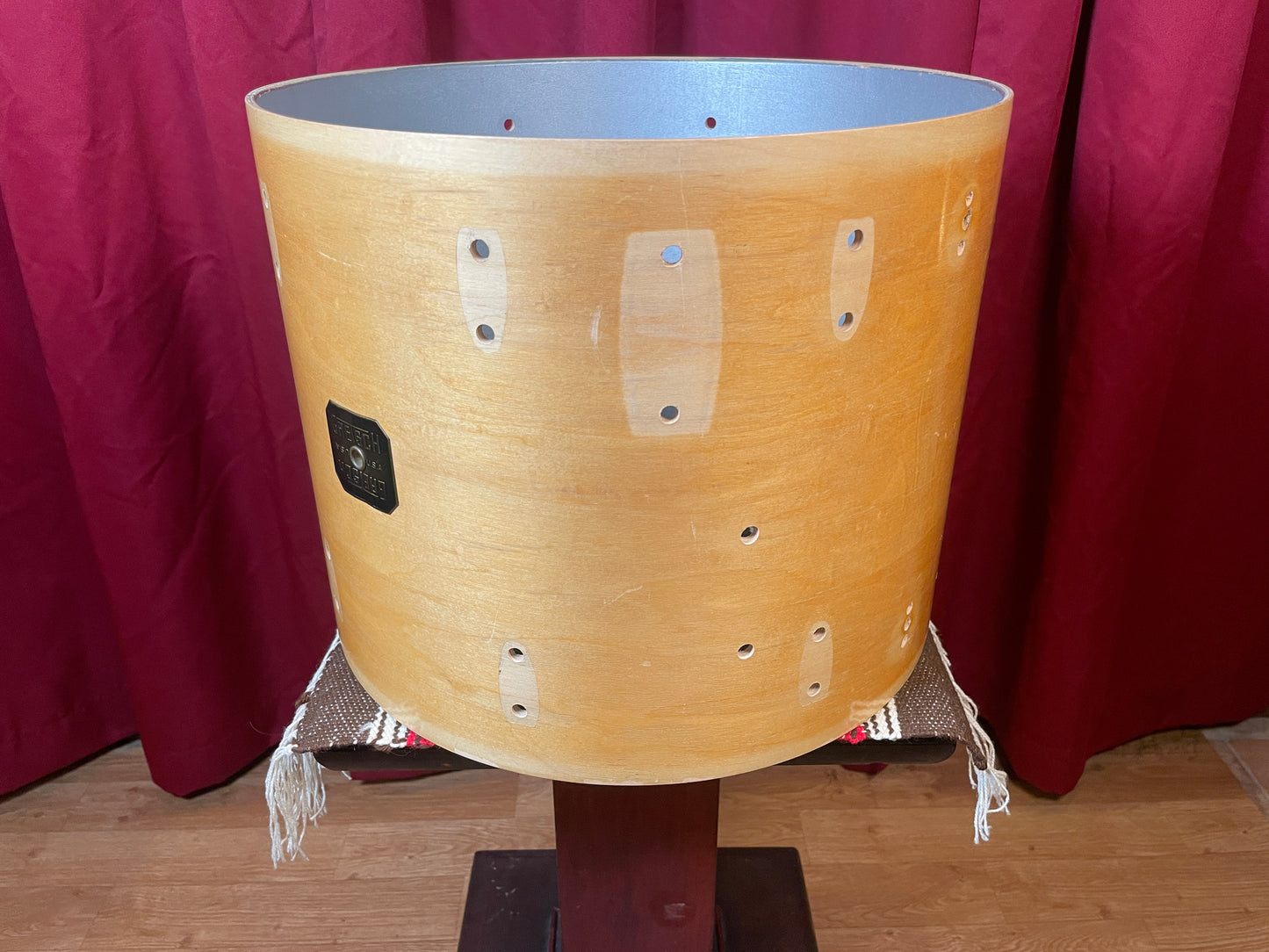 Vintage Gretsch 12x15 Floor Tom Drum Shell Natural Stop Sign Badge Era