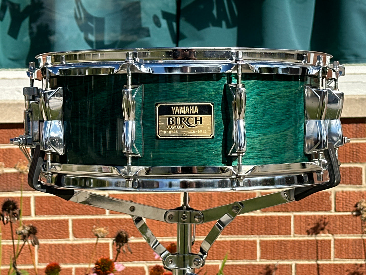 1994 Yamaha Birch Custom 5.5x14 Snare Drum Deep Aqua BSD-095 MIJ