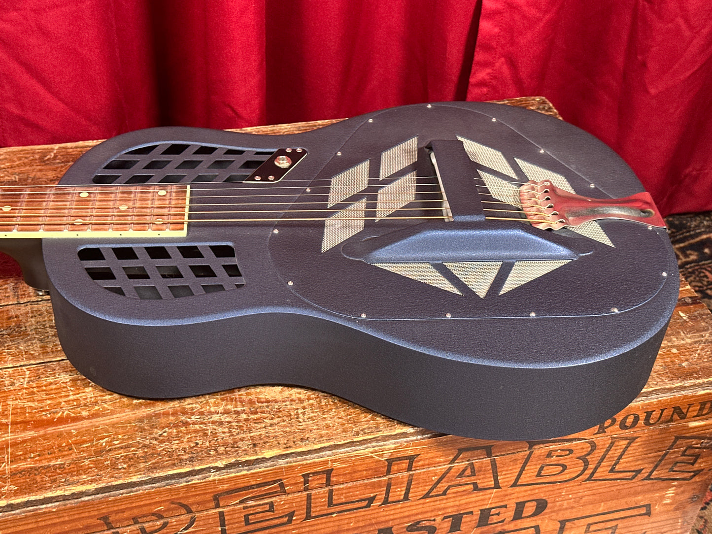 National Reso-Phonic Polychrome Tricone Baritone Resonator Guitar Blue w/ OHSC