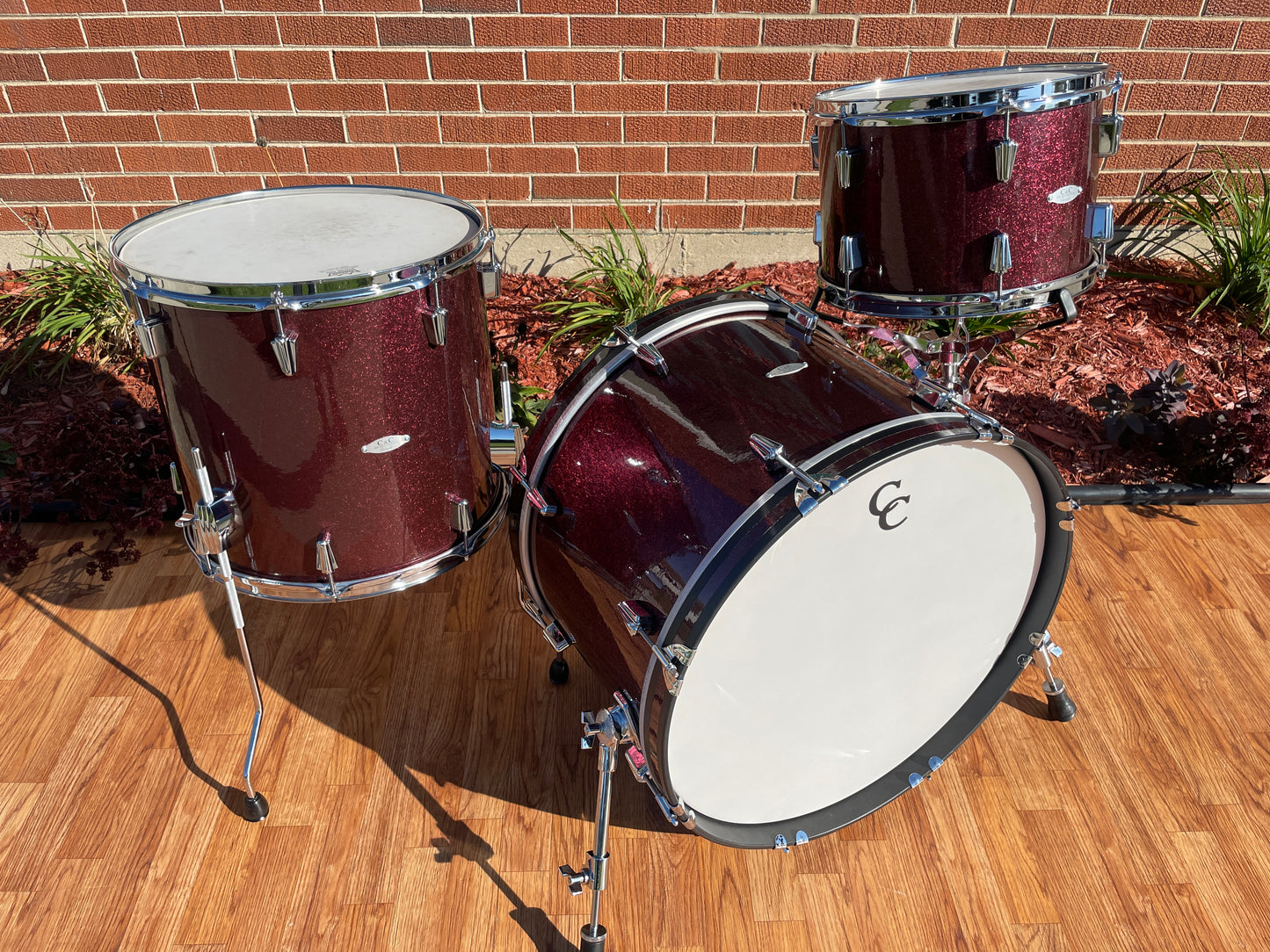 C&C Drum Company Gladstone Big Beat Drum Set Burgundy Sparkle, Top View