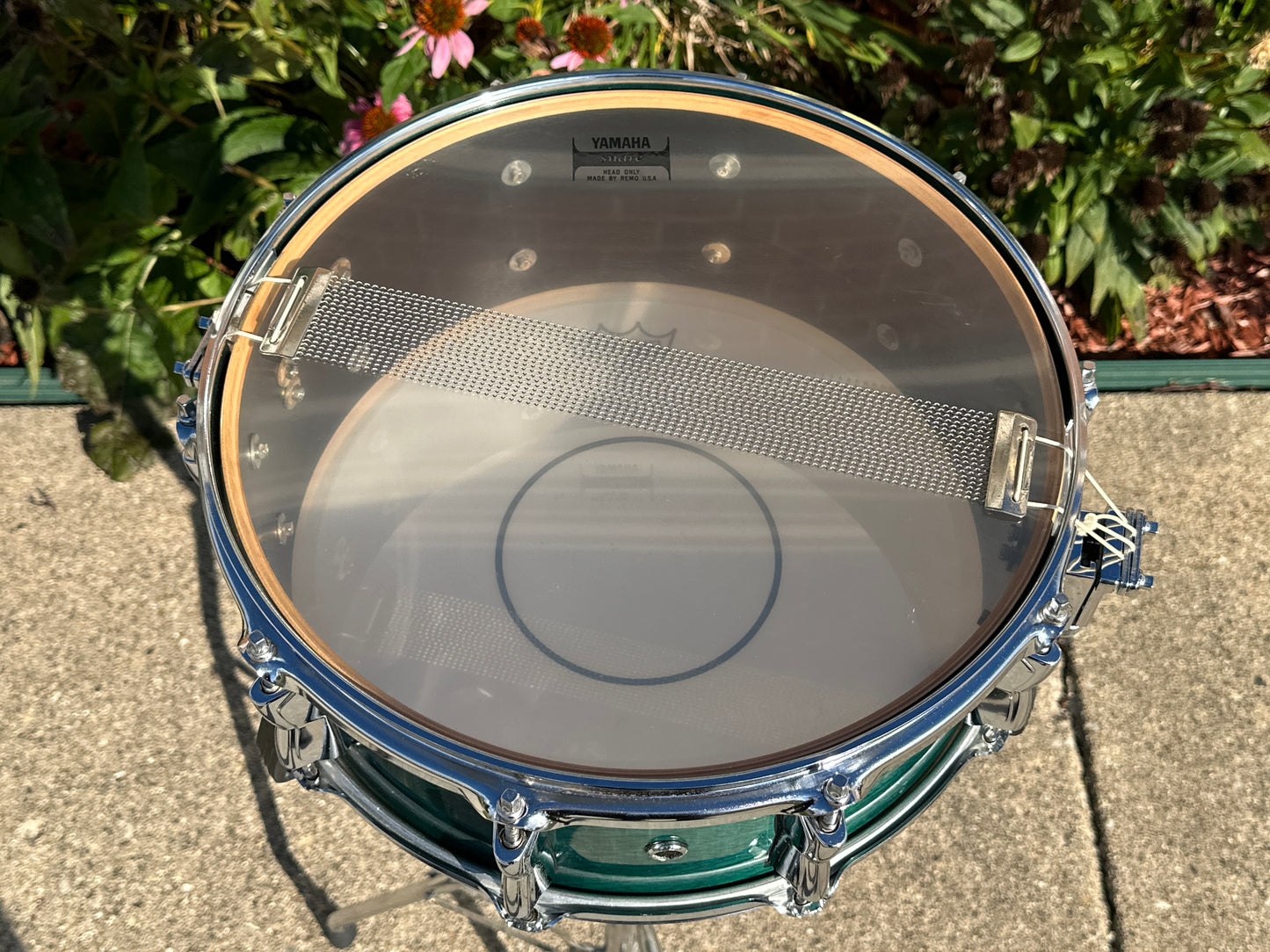 1994 Yamaha Birch Custom 5.5x14 Snare Drum Deep Aqua BSD-095 MIJ