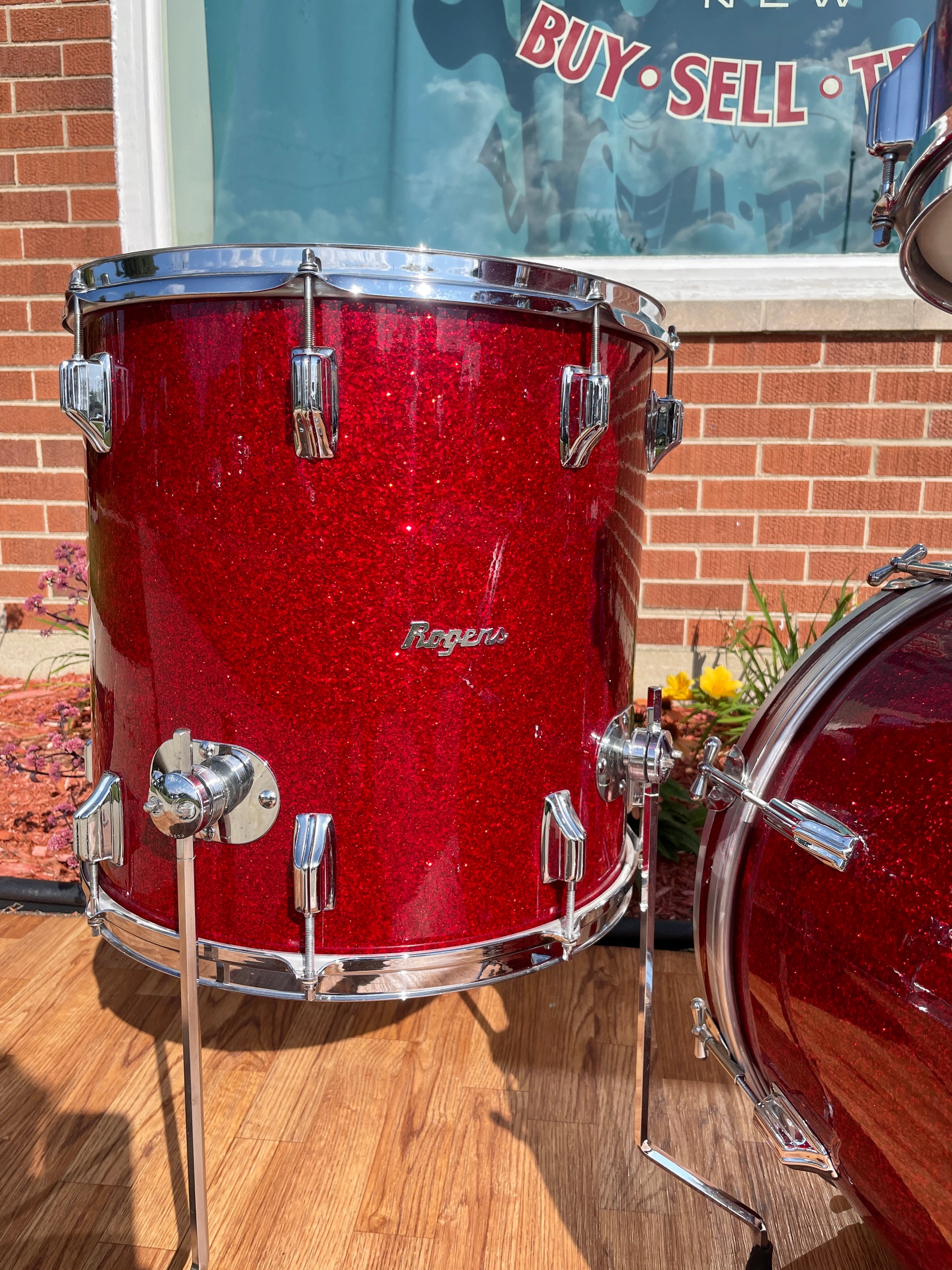Rogers Dave Clark Tribute Drum Set Red Sparkle, Floor Tom