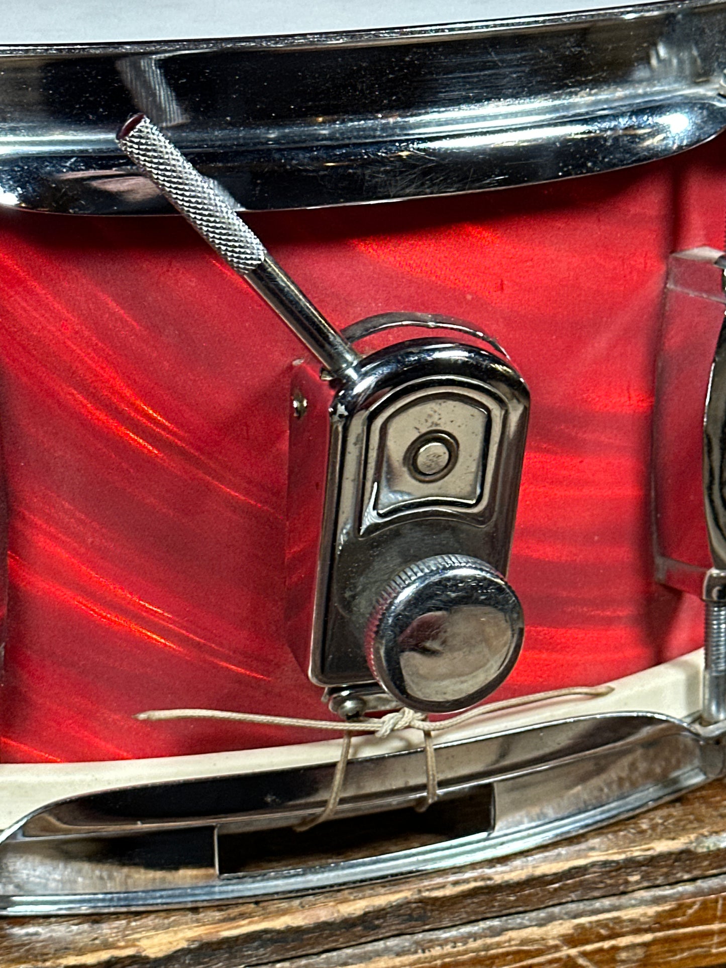 1960s Mica-Sonic Deluxe 5.5x14 Snare Drum Red Satin Flame MIJ Japan