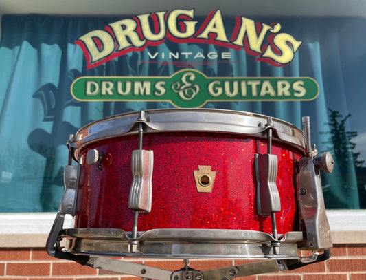 1955-1959 WFL 5.5x14 No. 900P Buddy Rich Model Super Classic Snare Drum Red Sparkle